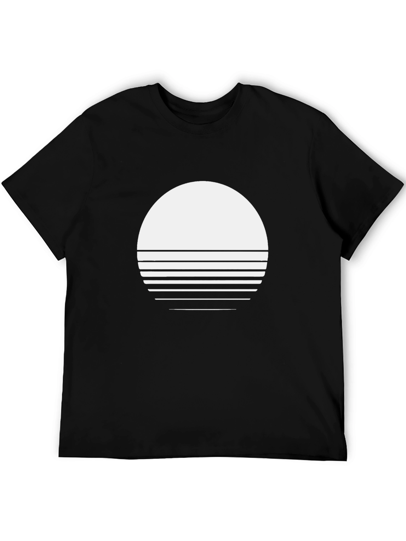 Retro Sunset Graphic Tee - Black Cotton Blend