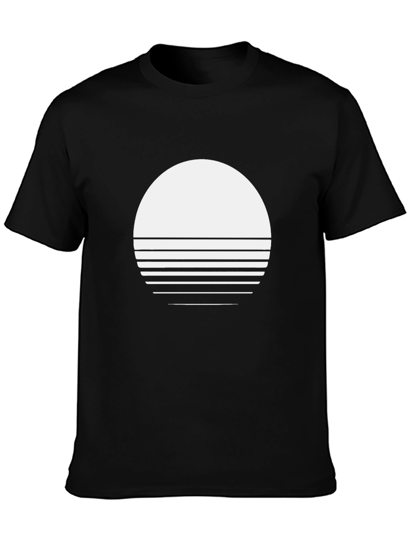 Retro Sunset Graphic Tee - Black Cotton Blend