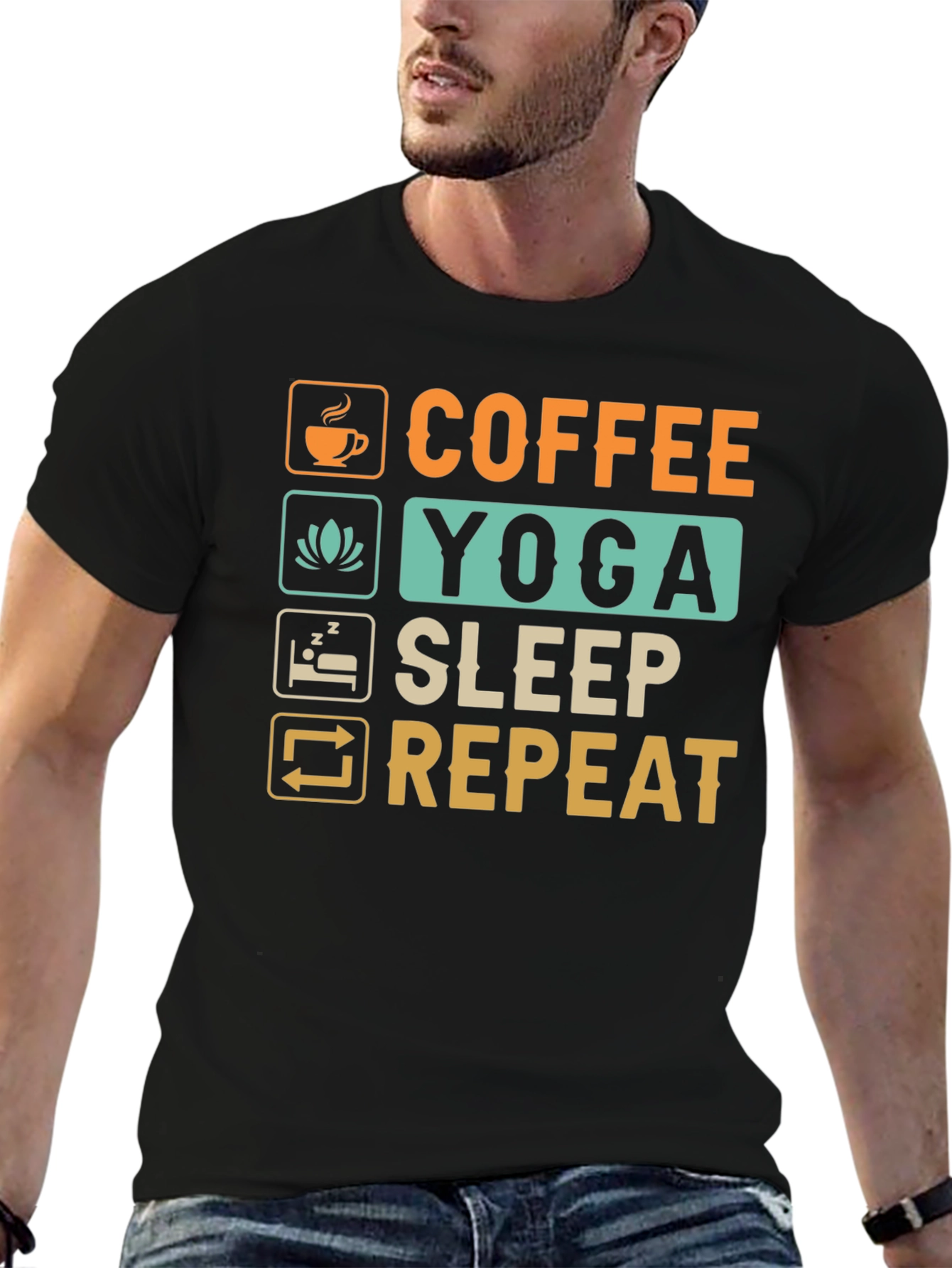 Coffee Yoga Sleep Repeat Graphic Tee