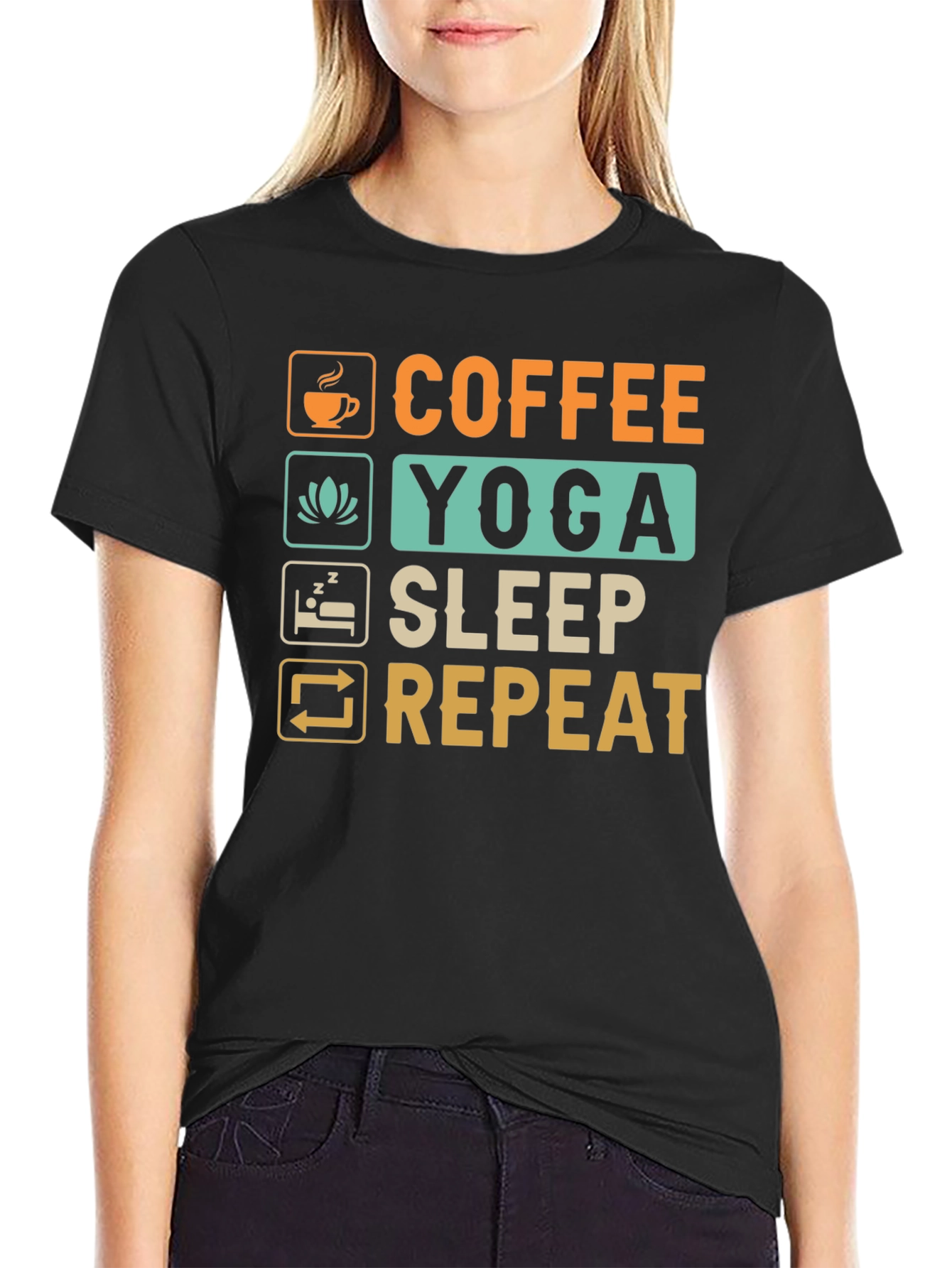 Coffee Yoga Sleep Repeat Graphic Tee
