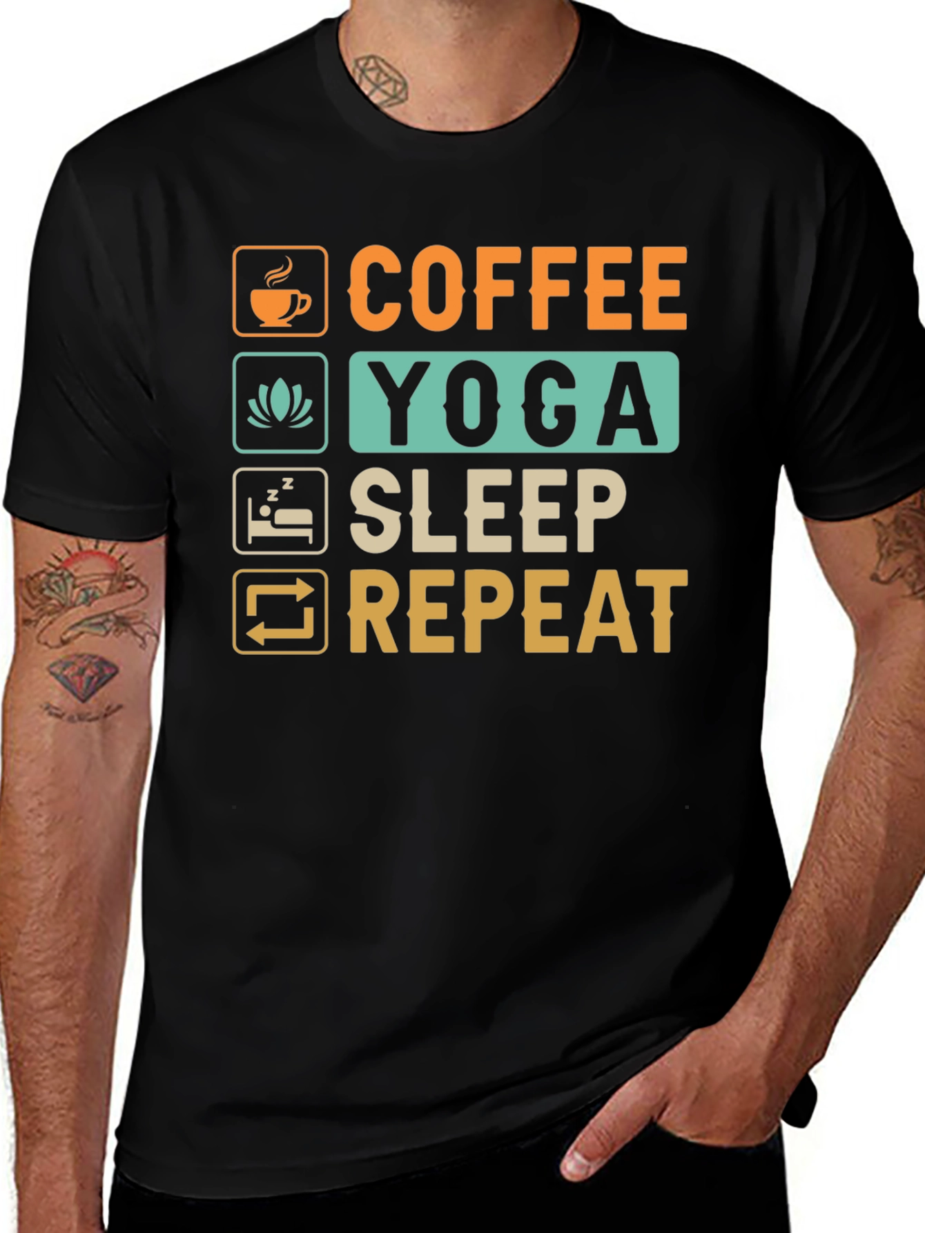 Coffee Yoga Sleep Repeat Graphic Tee
