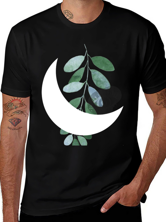 Moon & Leaf Graphic Black T-Shirt