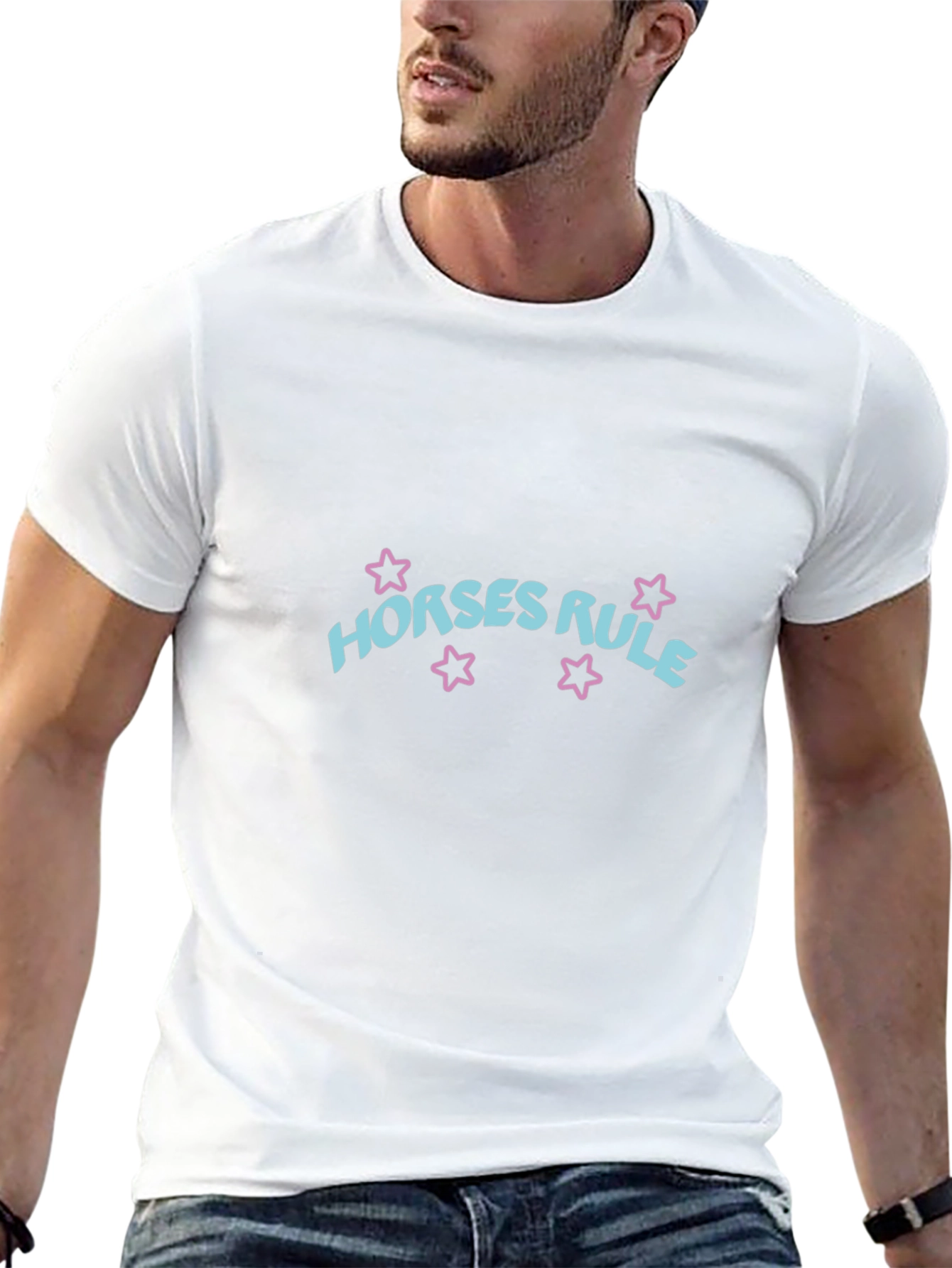 Horses Rule Graphic T-Shirt - Black Cotton Tee