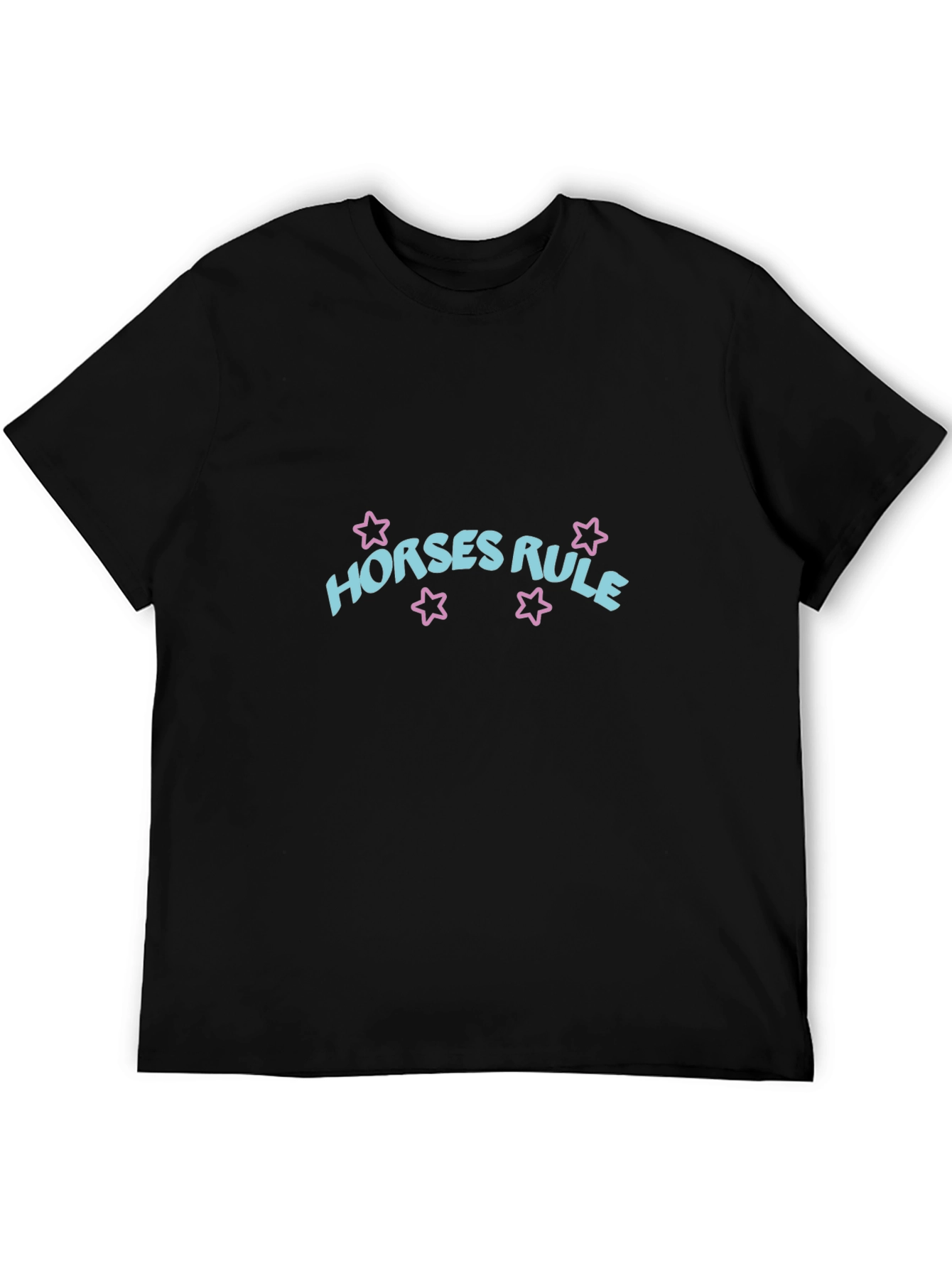 Horses Rule Graphic T-Shirt - Black Cotton Tee
