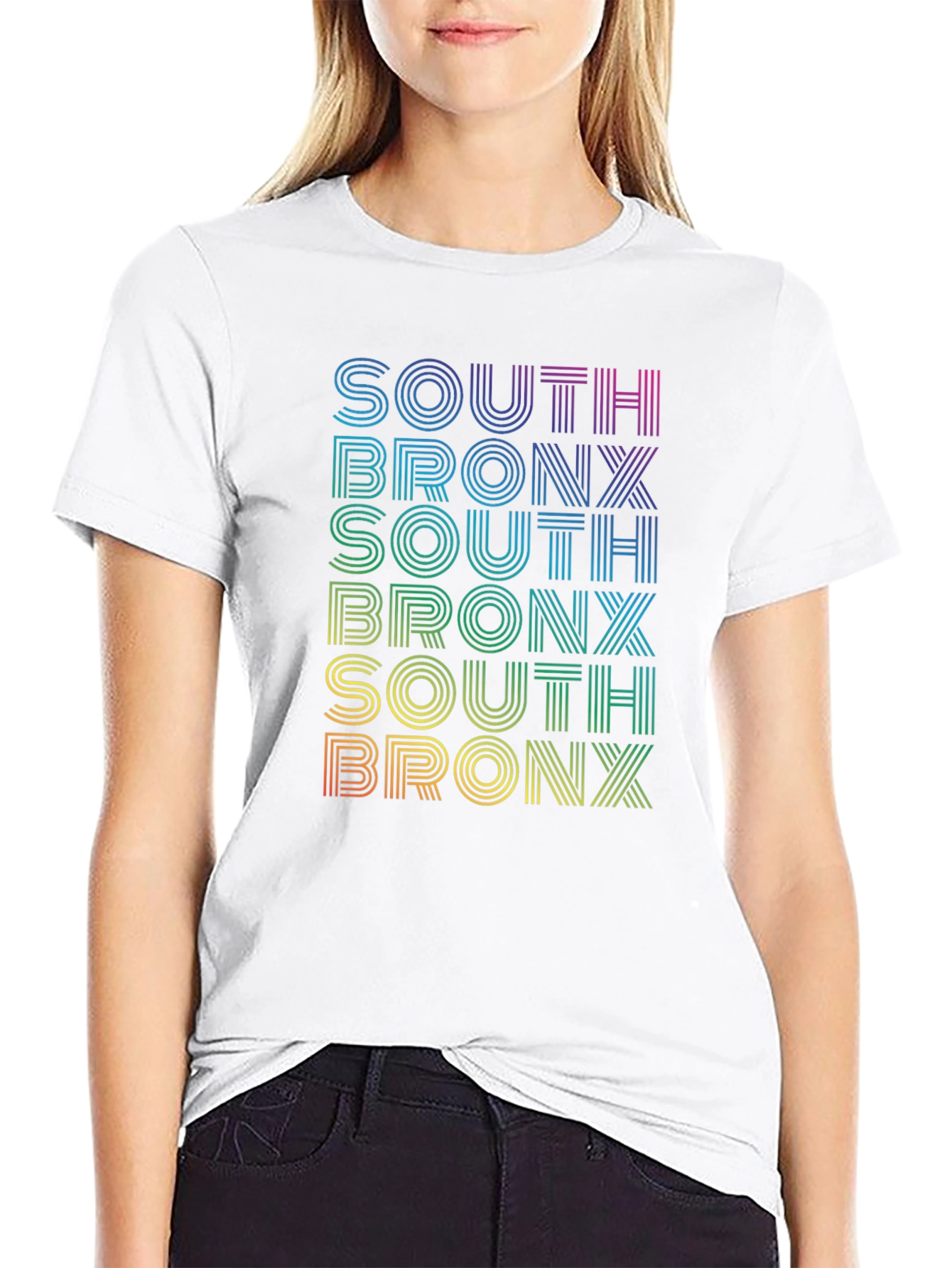 Retro South Bronx T-Shirt - Rainbow Text Design