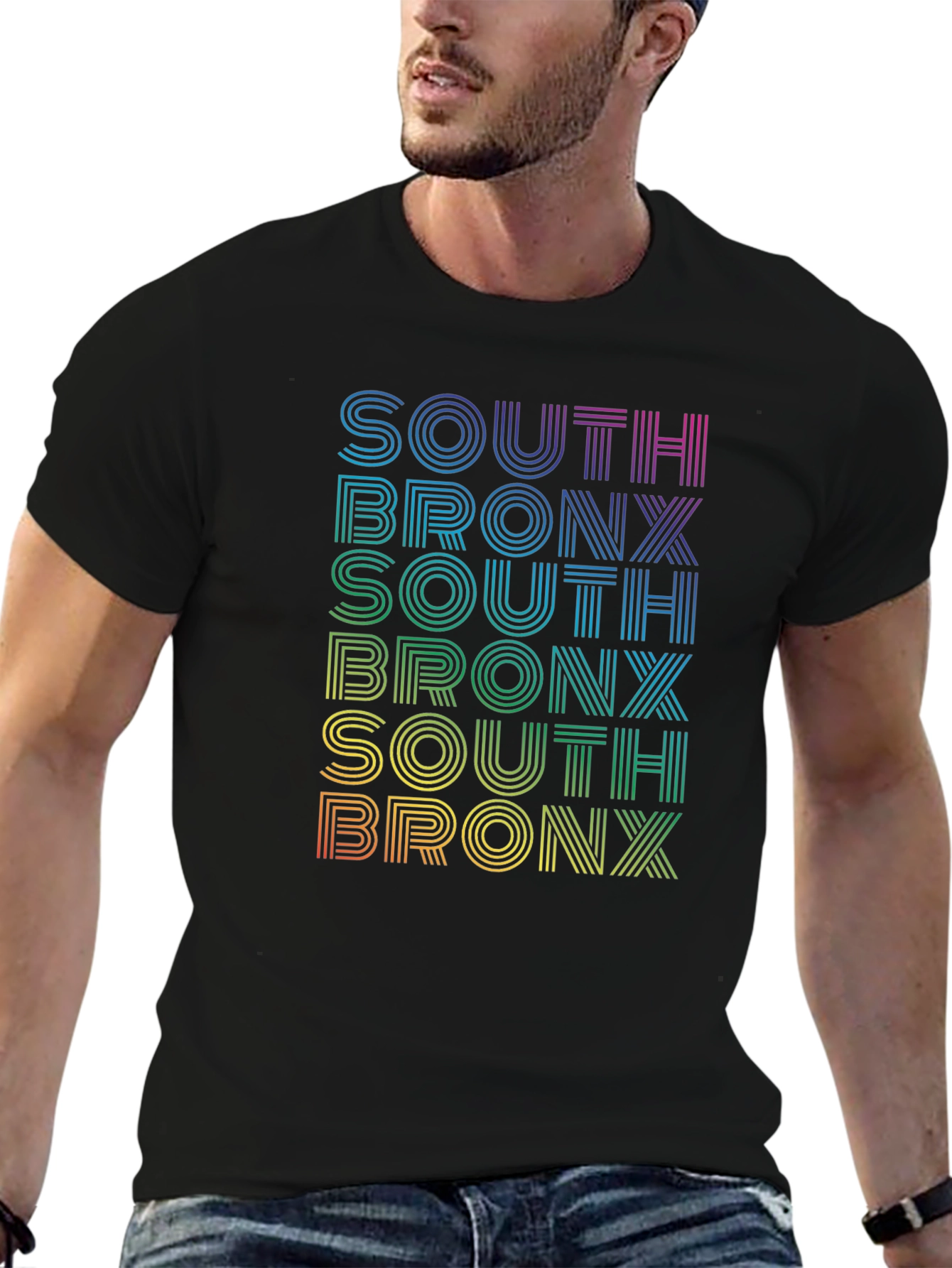 Retro South Bronx T-Shirt - Rainbow Text Design