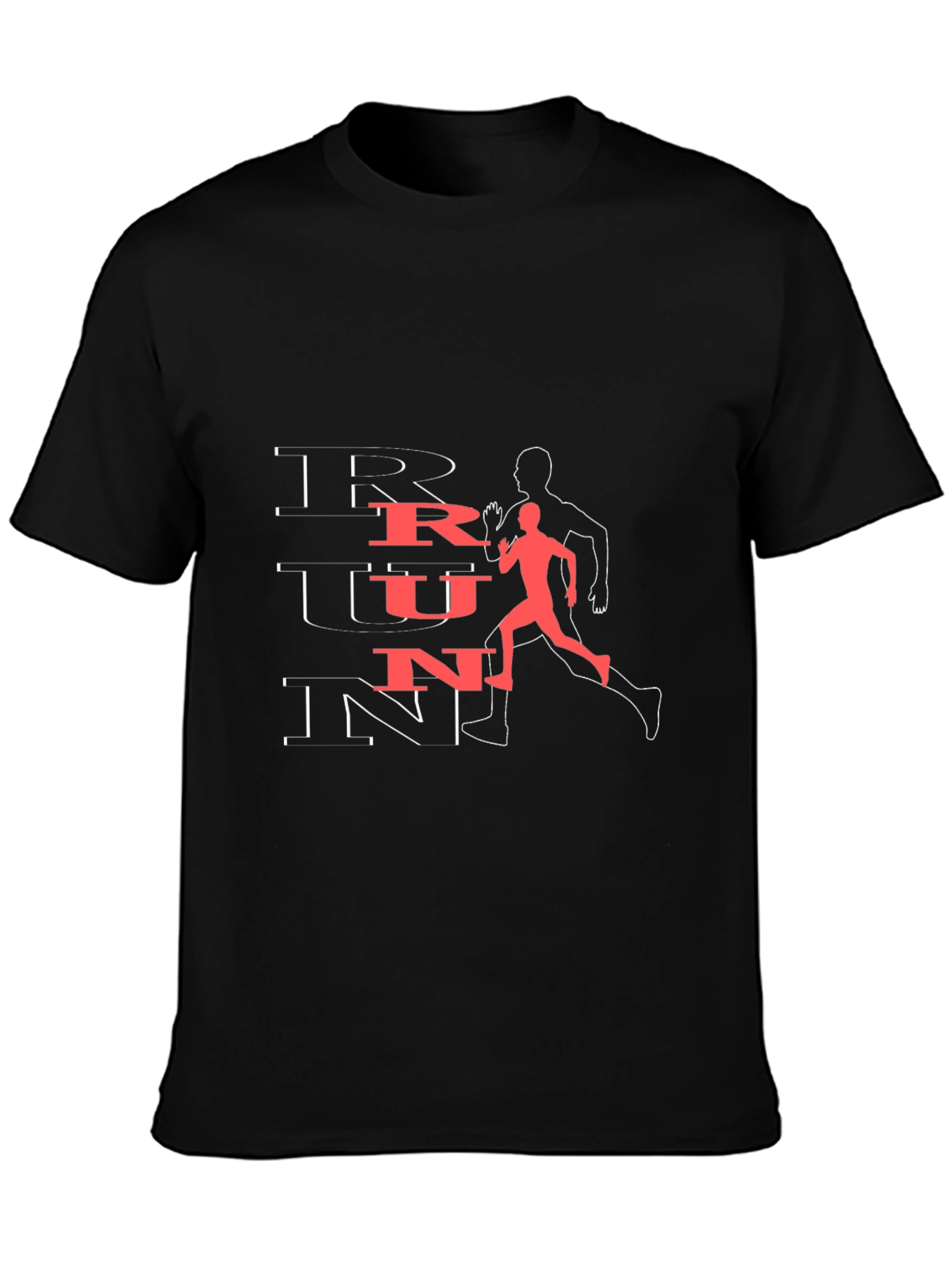 Run Graphic Tee - Black Cotton Athletic T-Shirt