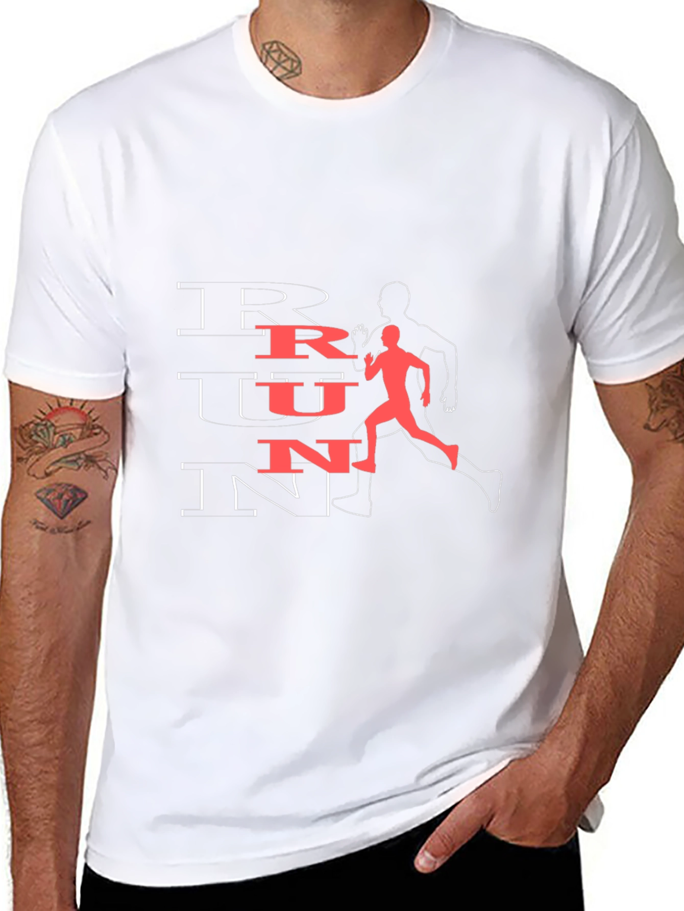 Run Graphic Tee - Black Cotton Athletic T-Shirt