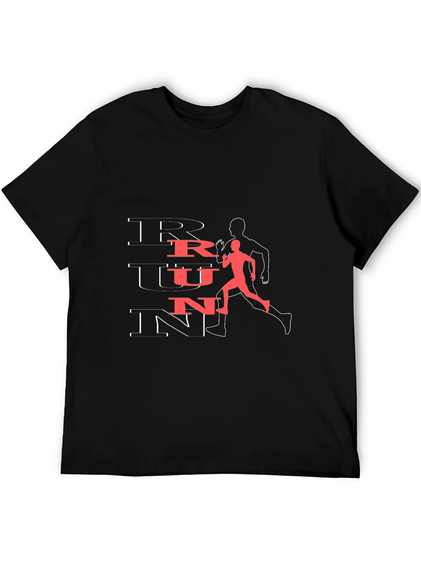 Run Graphic Tee - Black Cotton Athletic T-Shirt