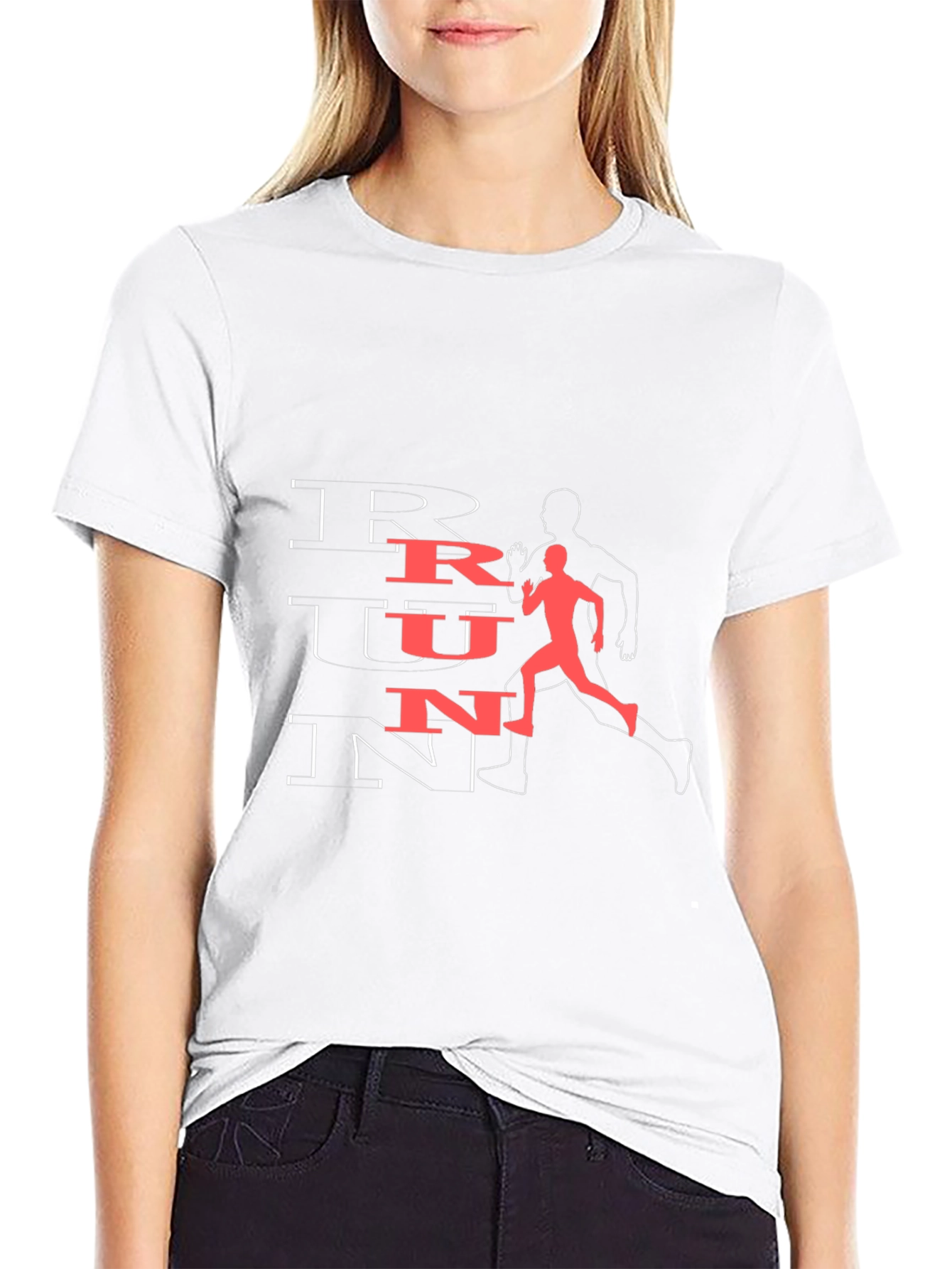 Run Graphic Tee - Black Cotton Athletic T-Shirt