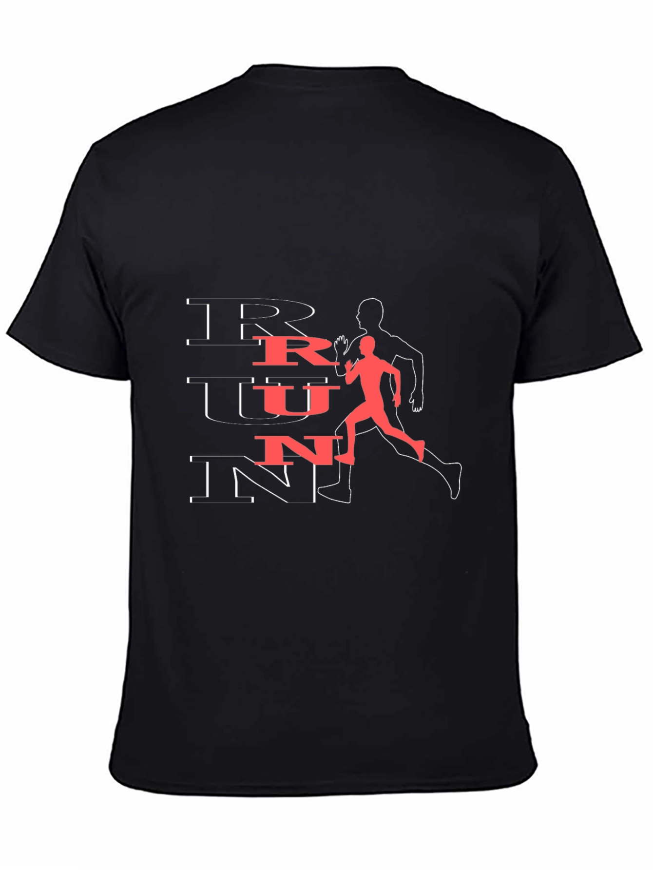 Run Graphic Tee - Black Cotton Athletic T-Shirt