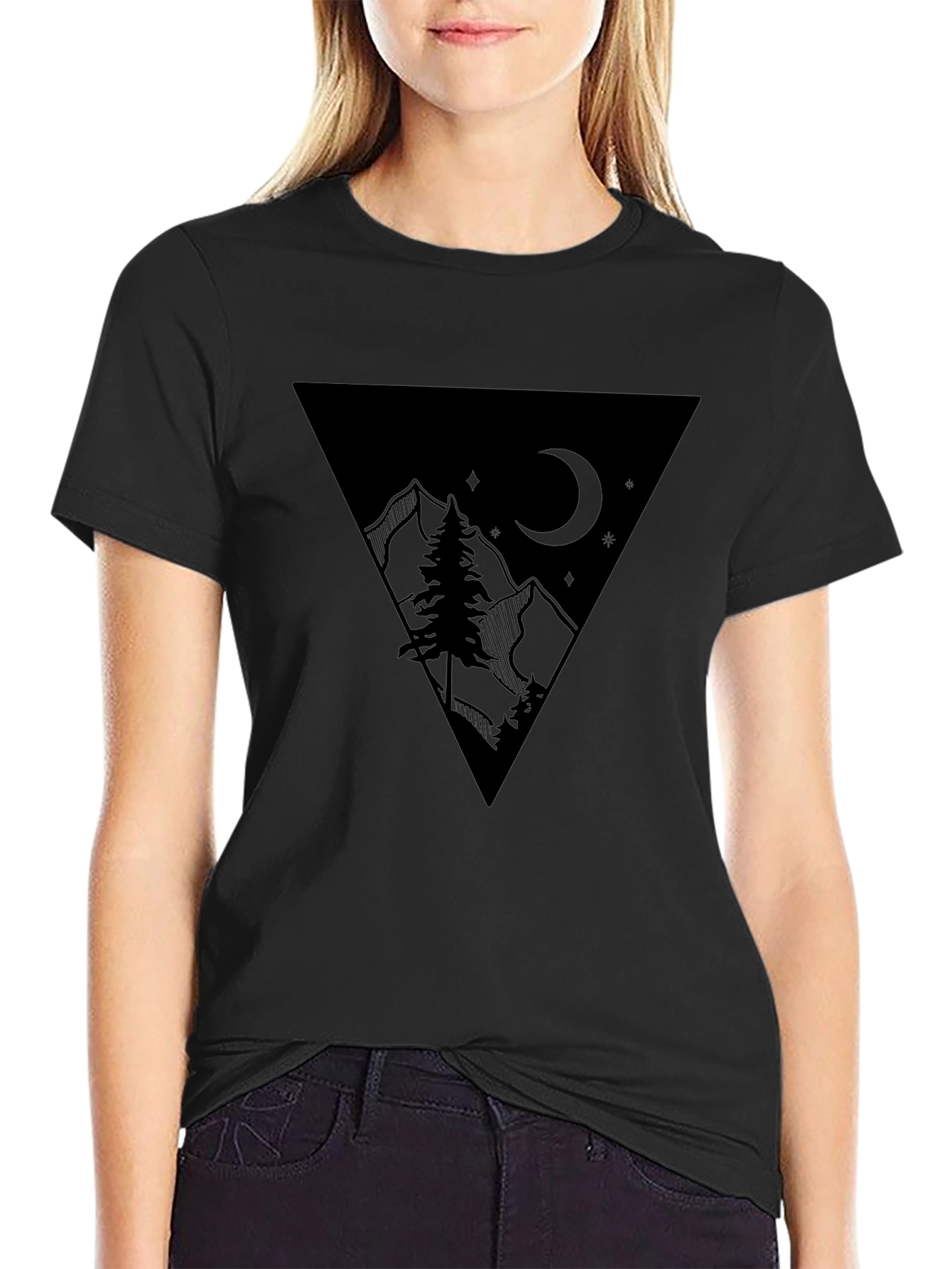 Mountain Moon Graphic Tee - Mens Black T-Shirt