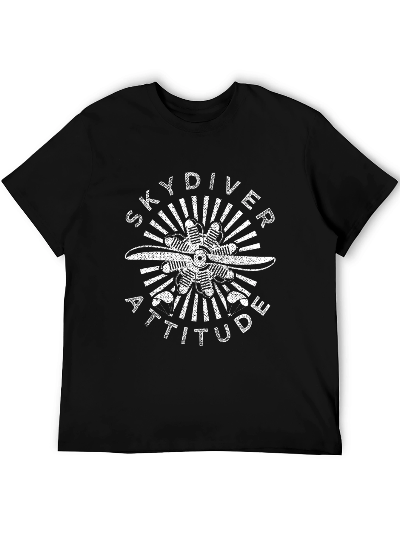 Skydiving Attitude Graphic Tee - Classic Black Cotton T-Shirt