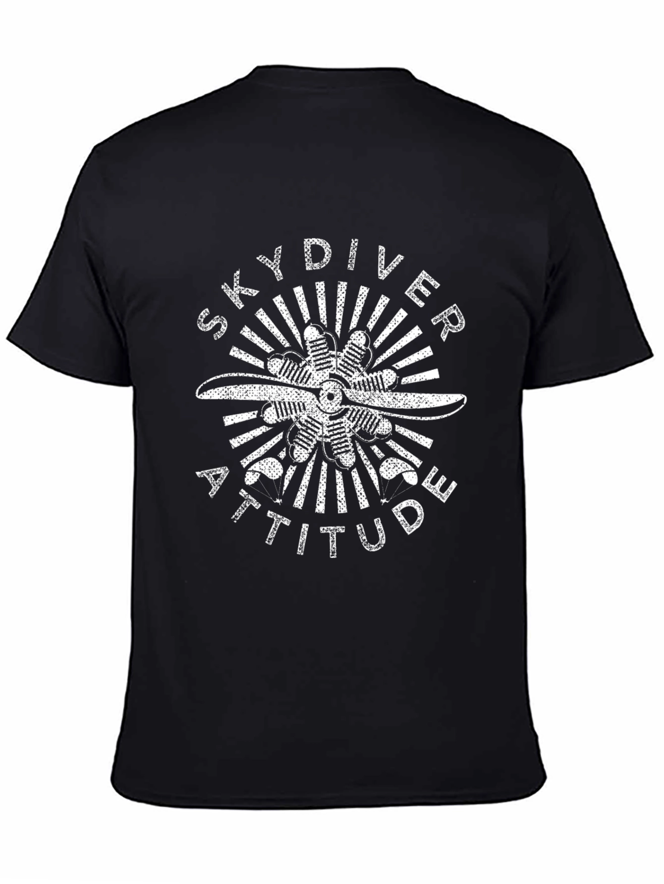 Skydiving Attitude Graphic Tee - Classic Black Cotton T-Shirt