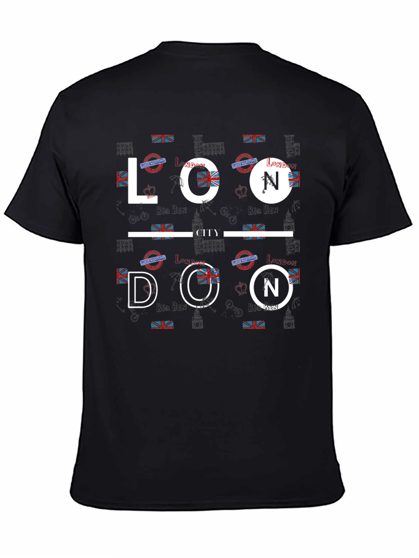 London City Graphic Print Black T-Shirt