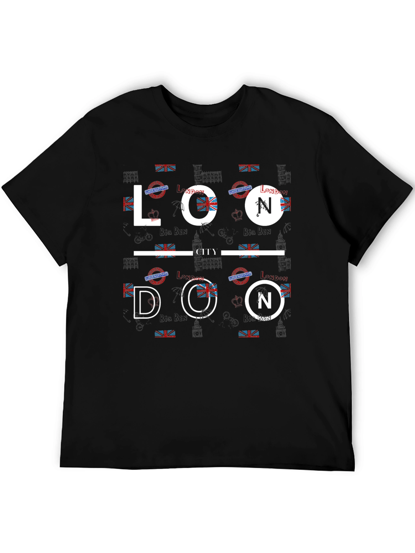 London City Graphic Print Black T-Shirt