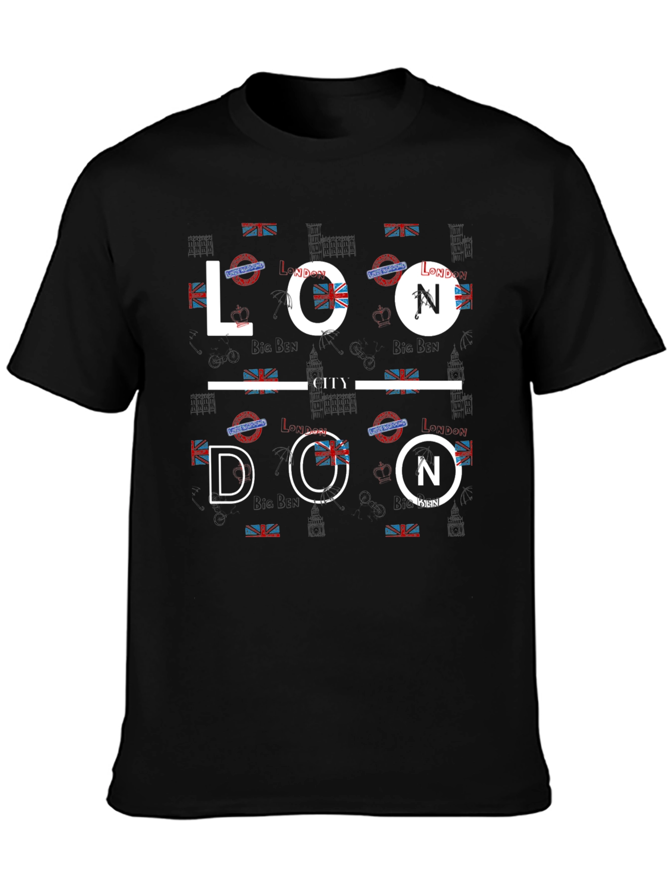 London City Graphic Print Black T-Shirt