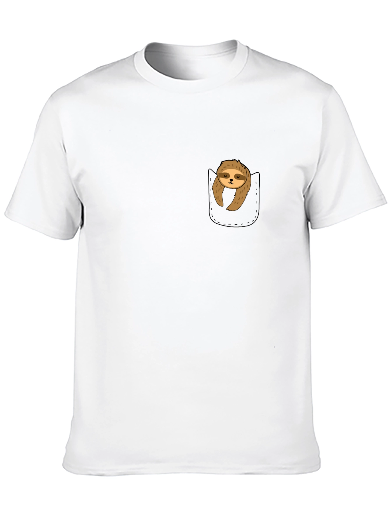 Sloth in Pocket Graphic Tee - Comfy Black T-Shirt