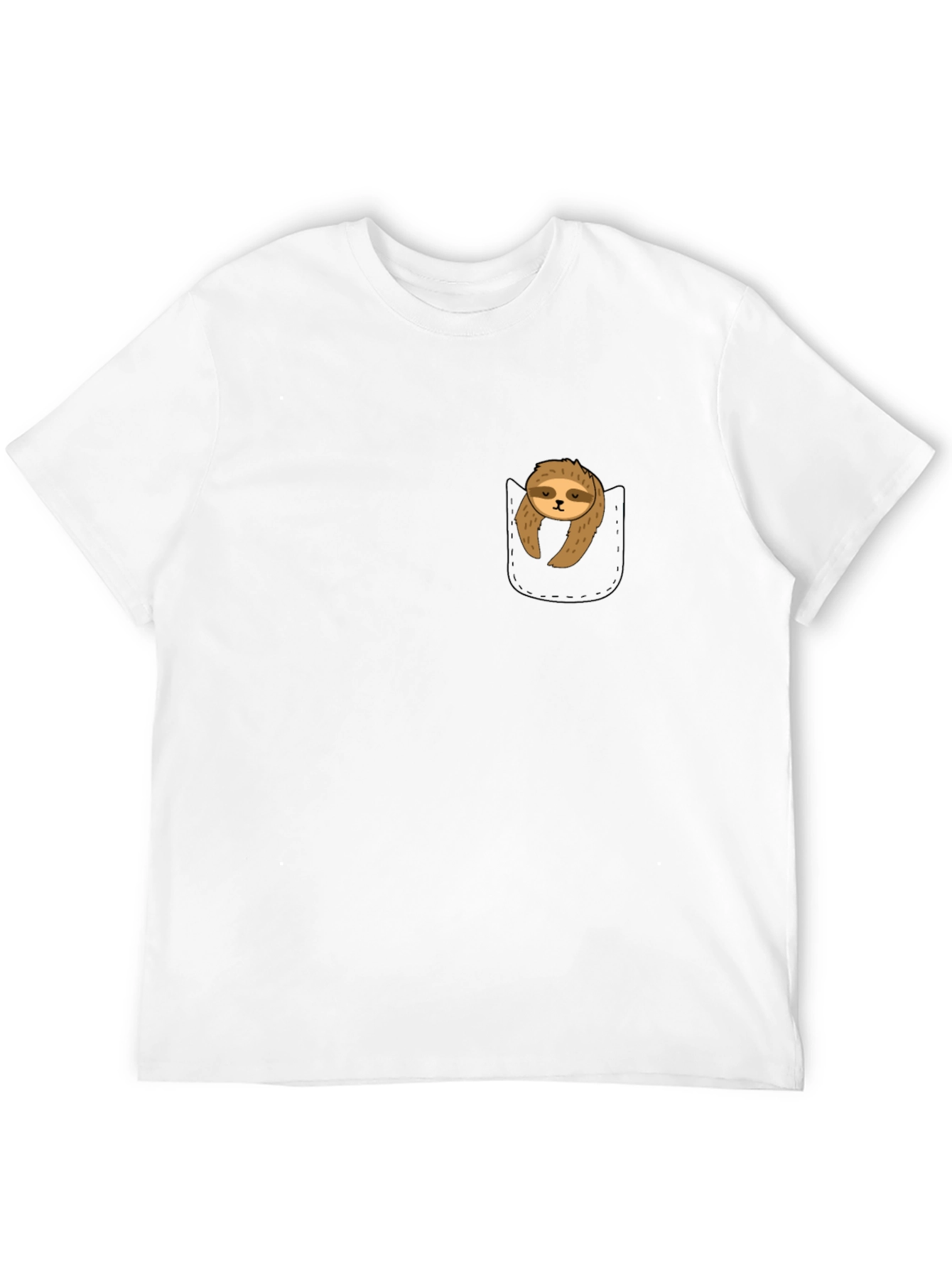 Sloth in Pocket Graphic Tee - Comfy Black T-Shirt