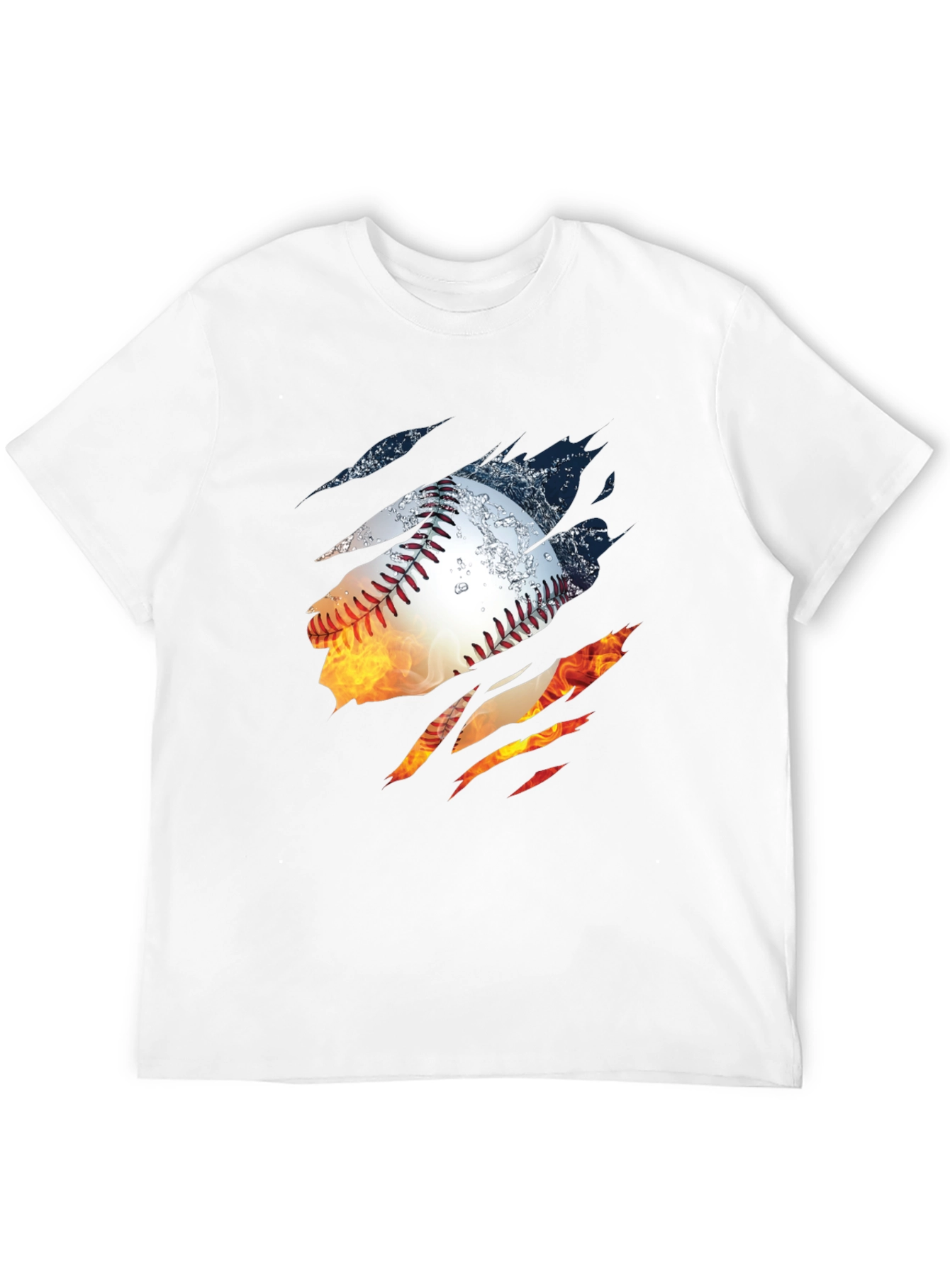 Fiery Baseball Graphic T-Shirt