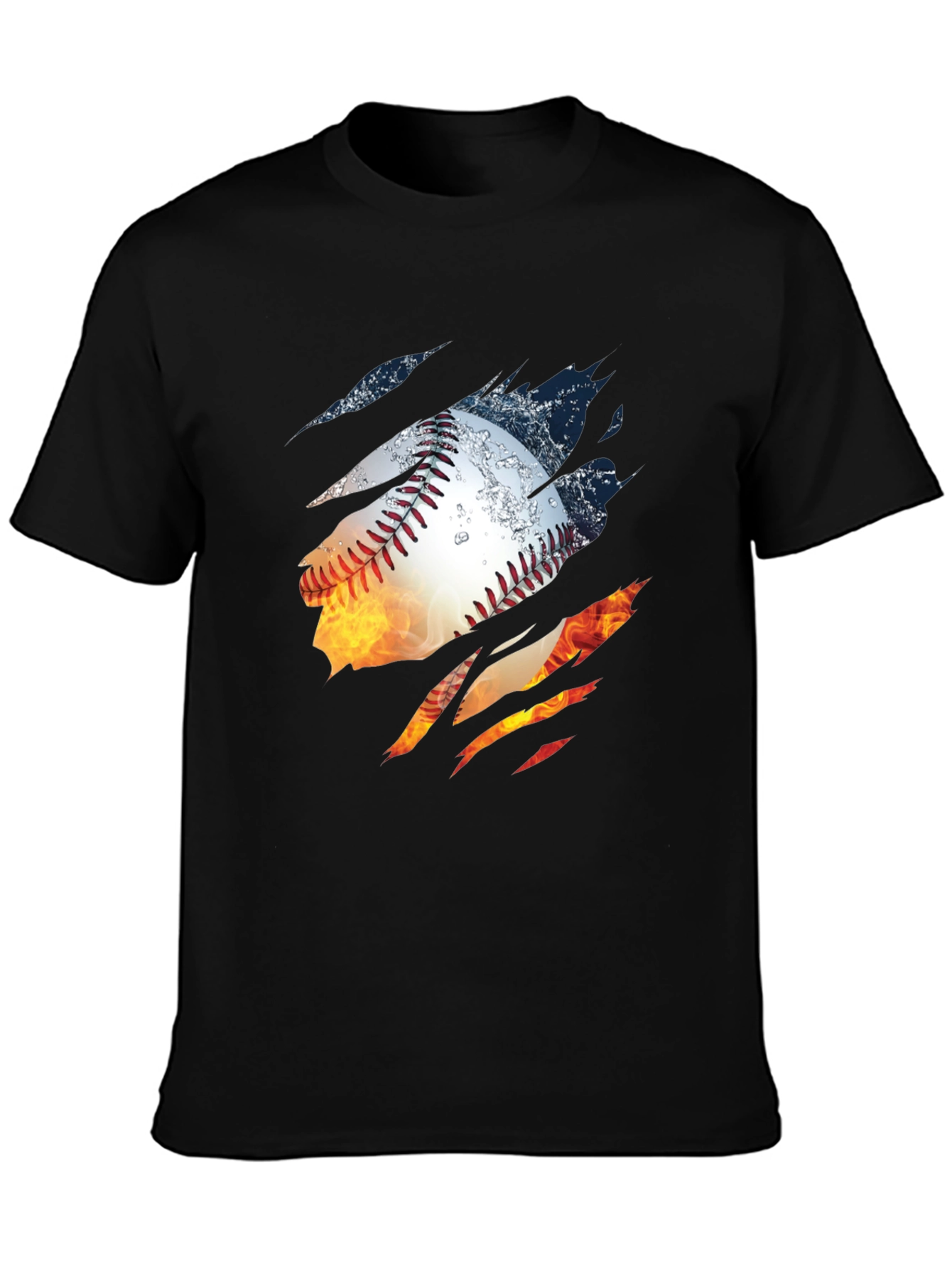 Fiery Baseball Graphic T-Shirt