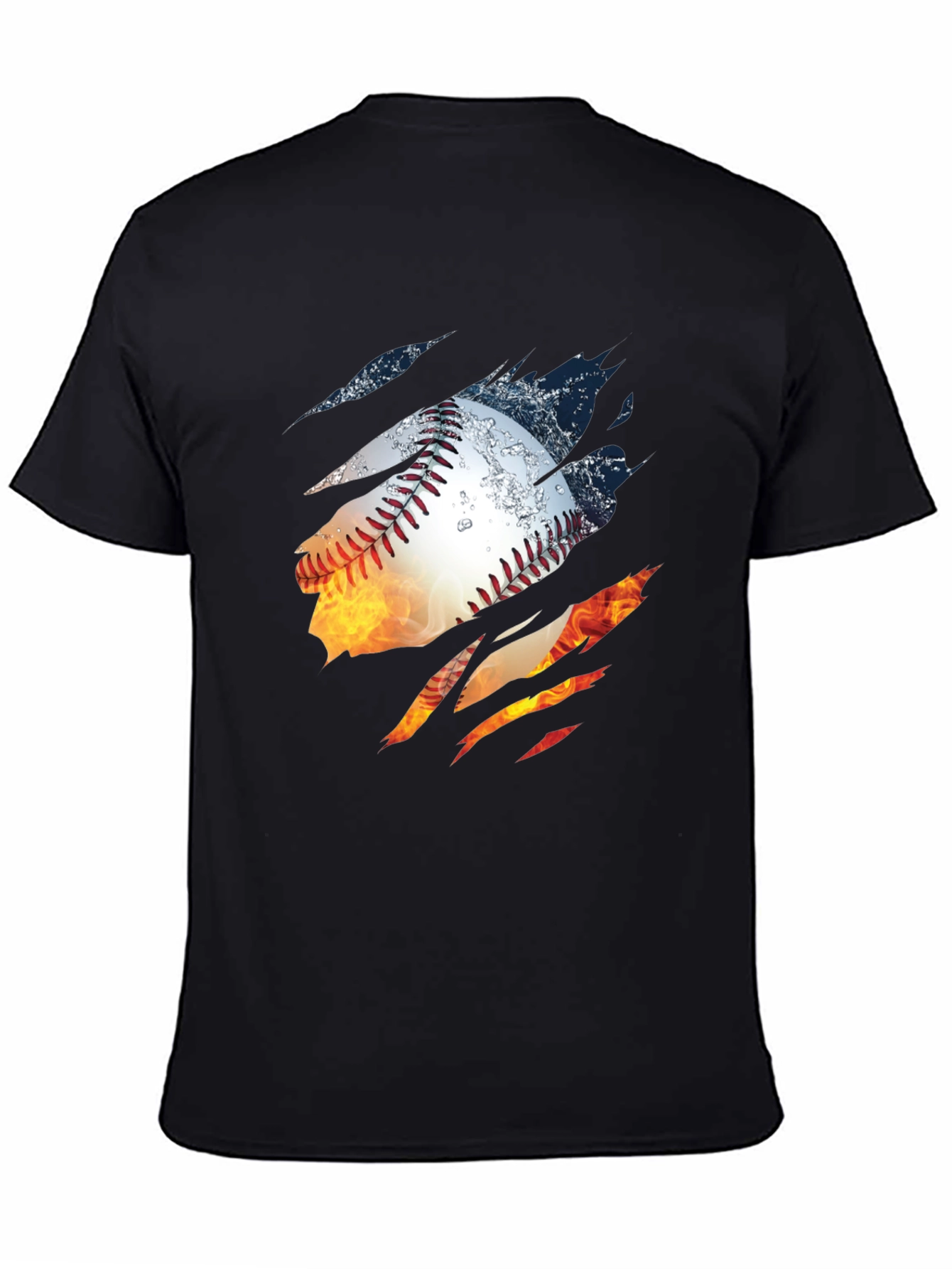Fiery Baseball Graphic T-Shirt