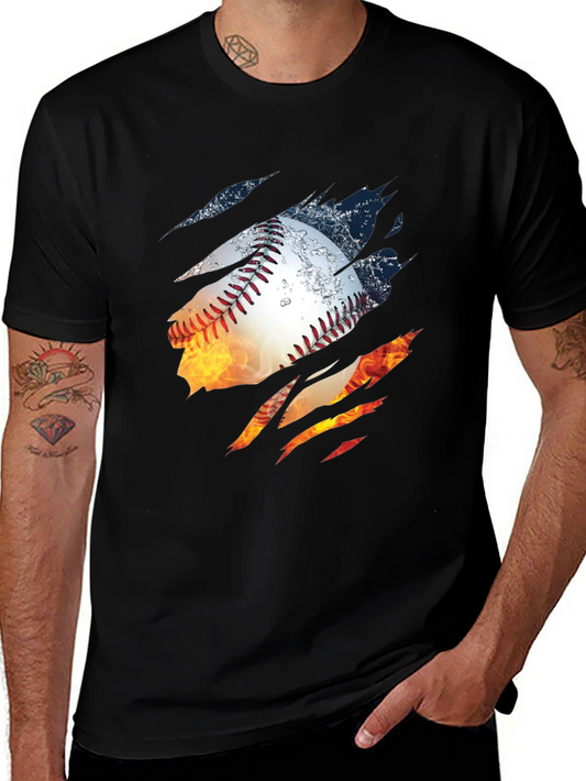 Fiery Baseball Graphic T-Shirt