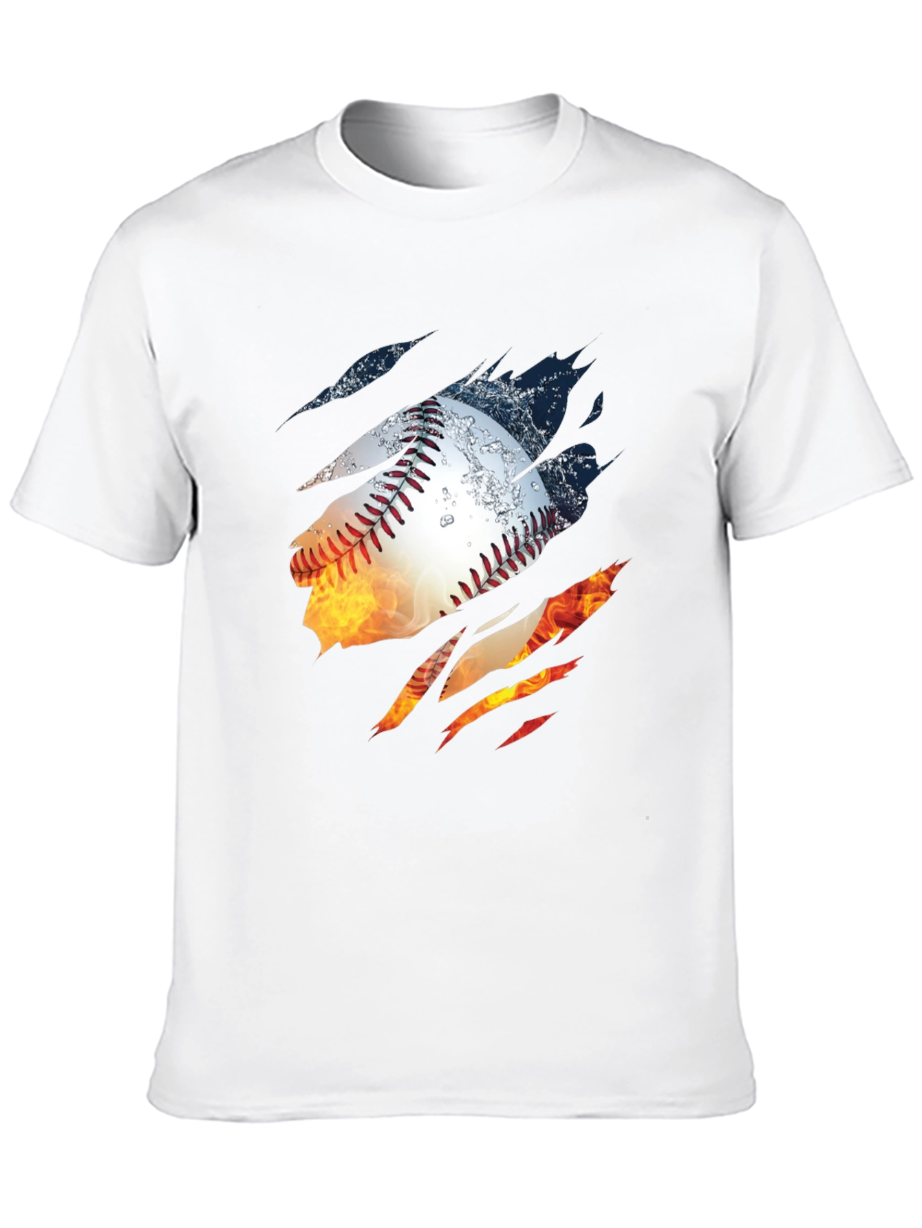 Fiery Baseball Graphic T-Shirt