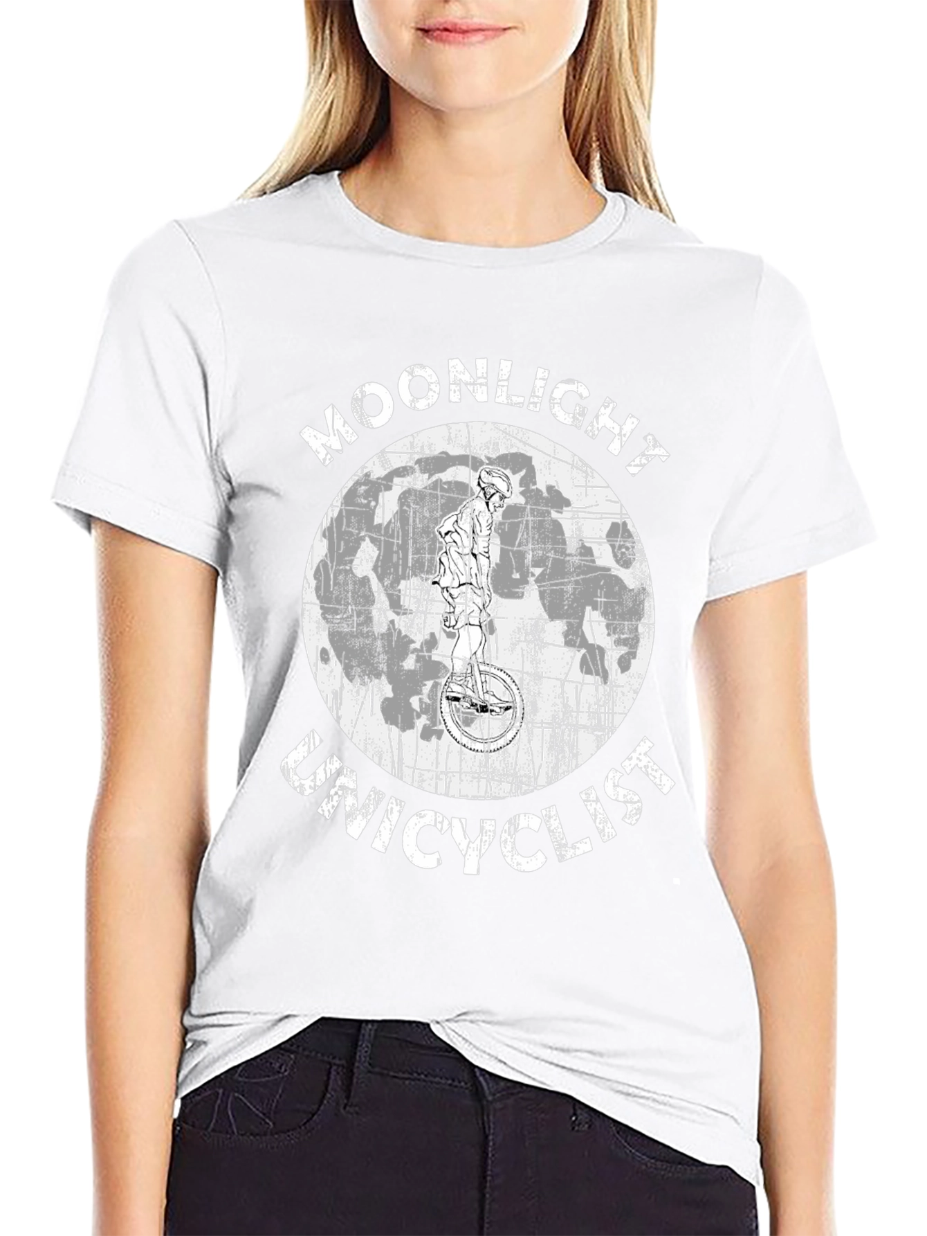 Moonlight Unicyclist Graphic T-Shirt - Unique Design