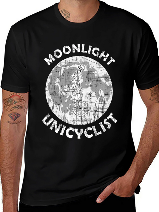 Moonlight Unicyclist Graphic T-Shirt - Unique Design