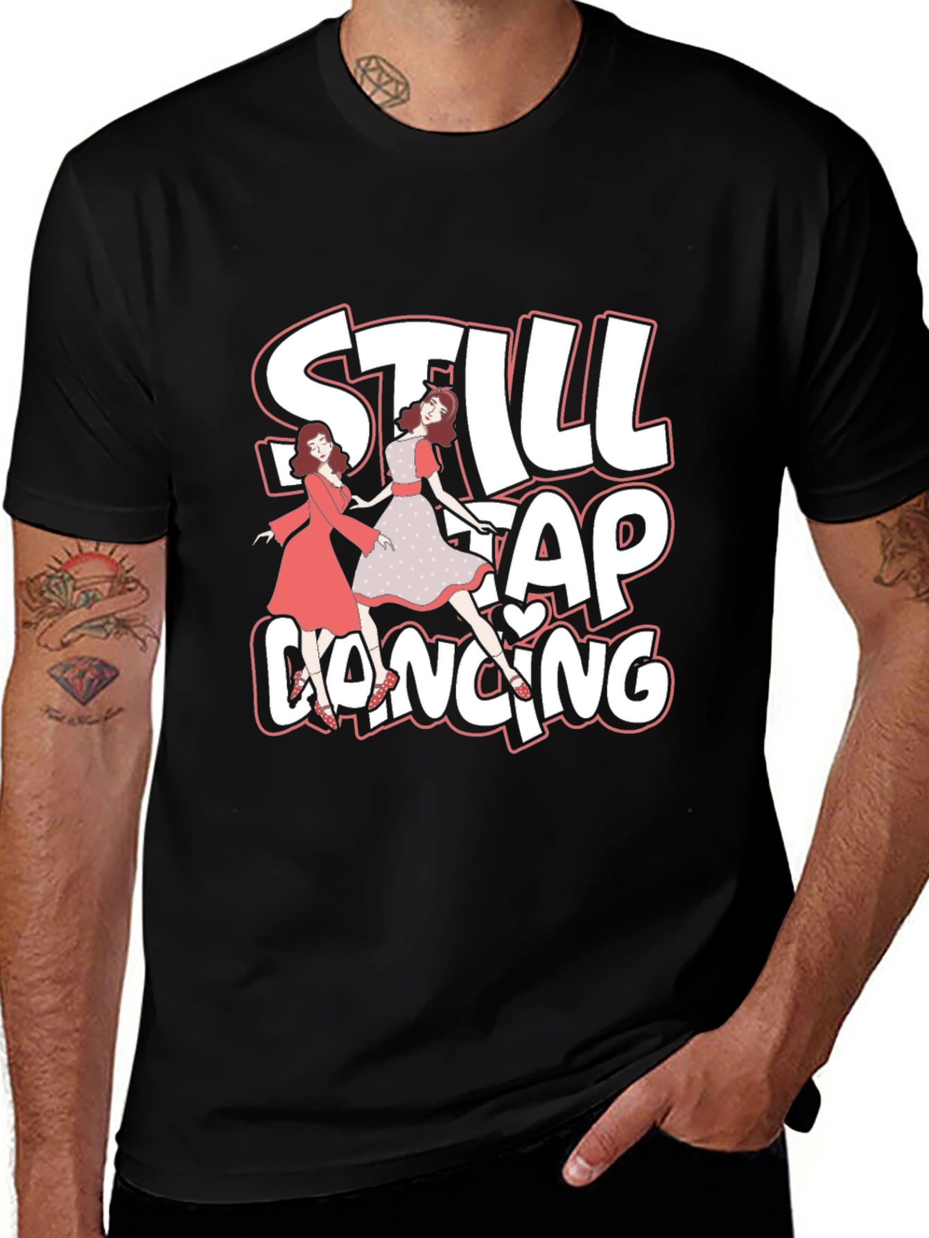 Still Tap Dancing Graphic Tee - Black Cotton T-Shirt