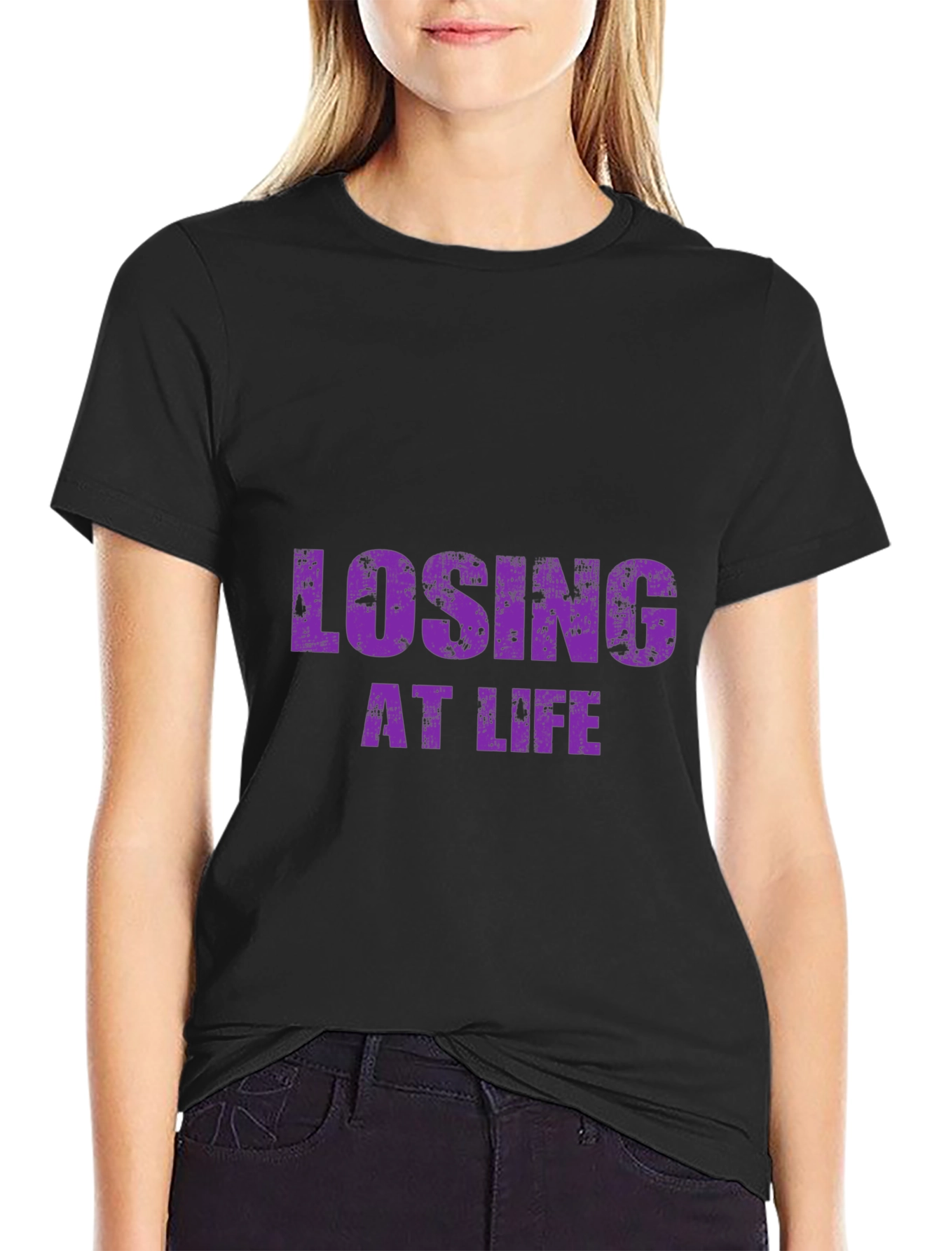 Losing at Life Funny Graphic Tee - Black T-Shirt