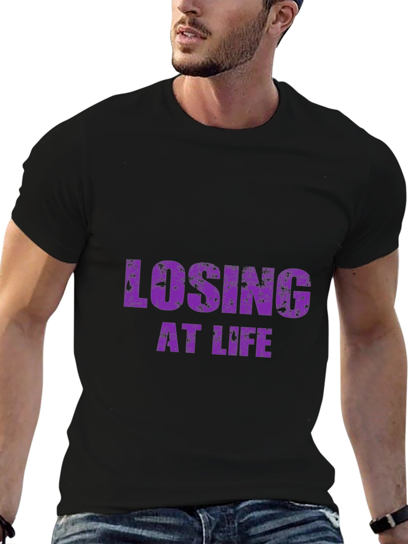 Losing at Life Funny Graphic Tee - Black T-Shirt