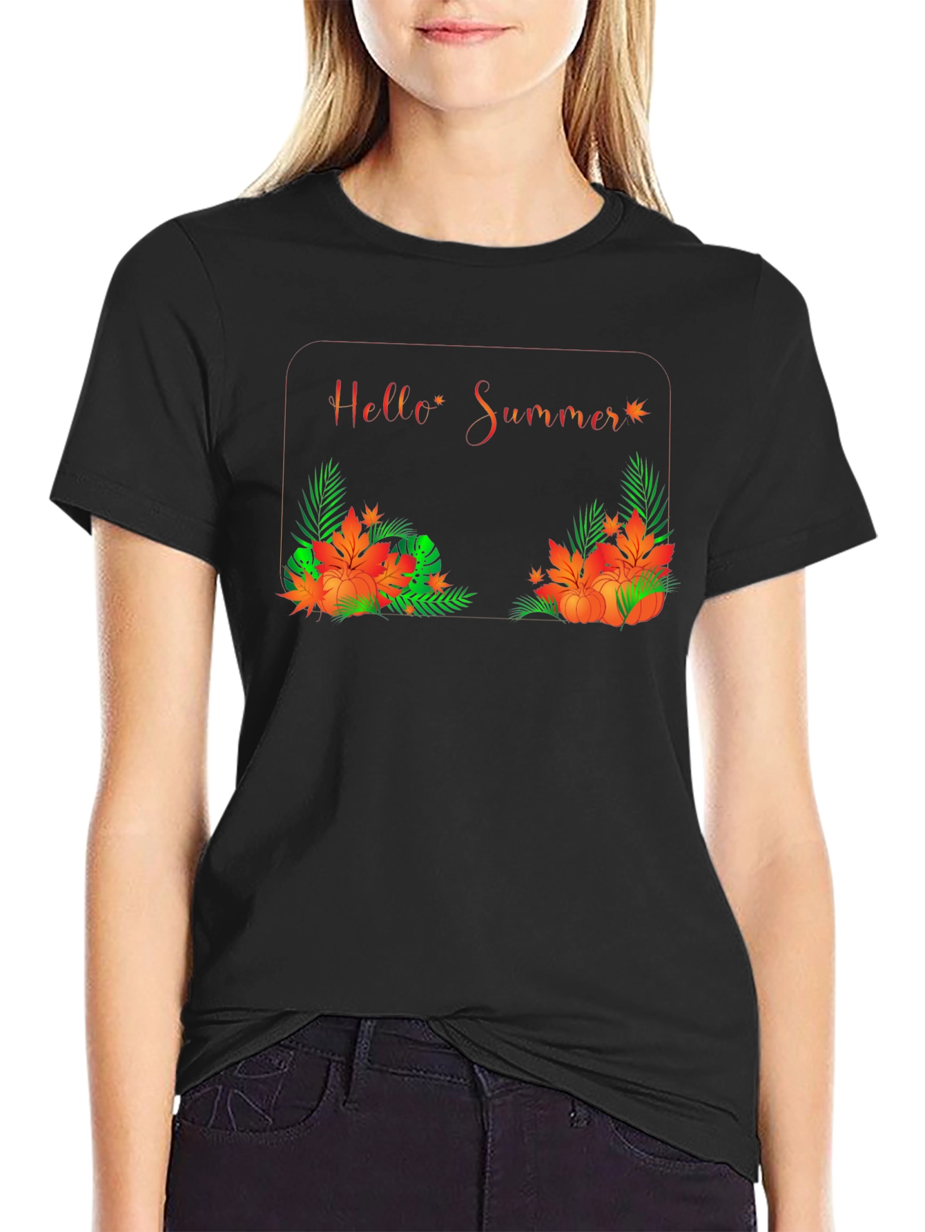 Hello Summer Graphic Black Tee