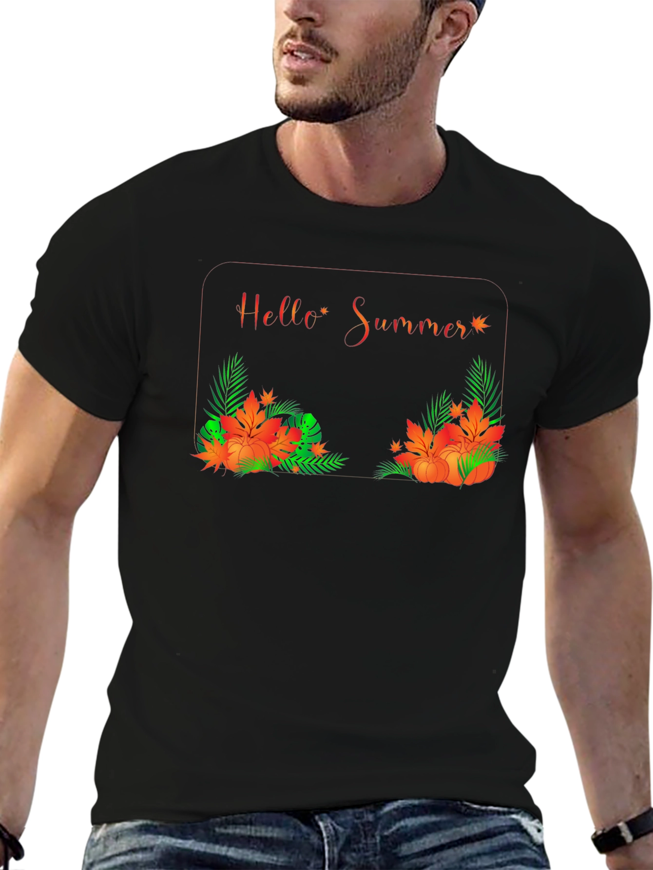 Hello Summer Graphic Black Tee