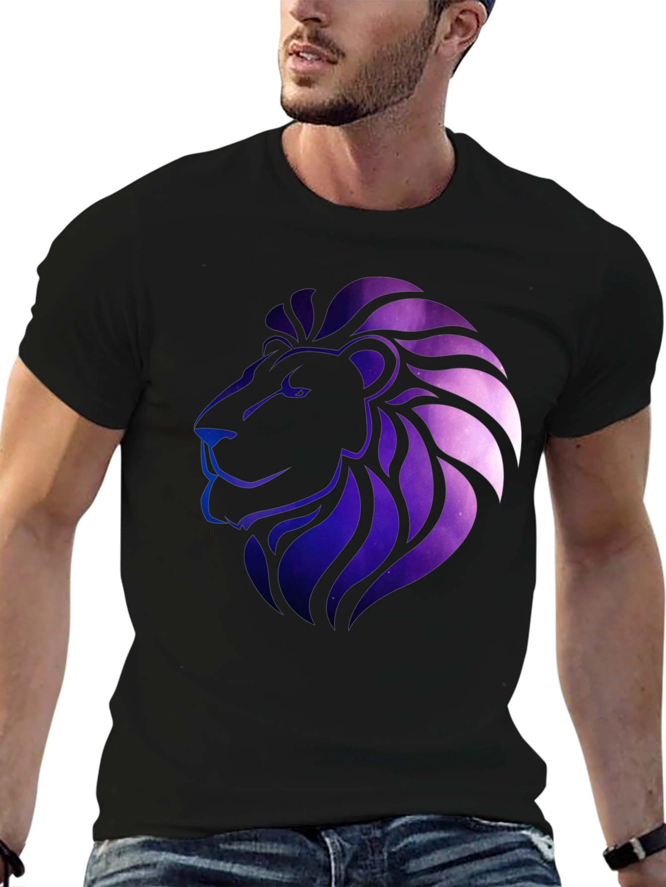 Galaxy Lion Graphic Tee - Black