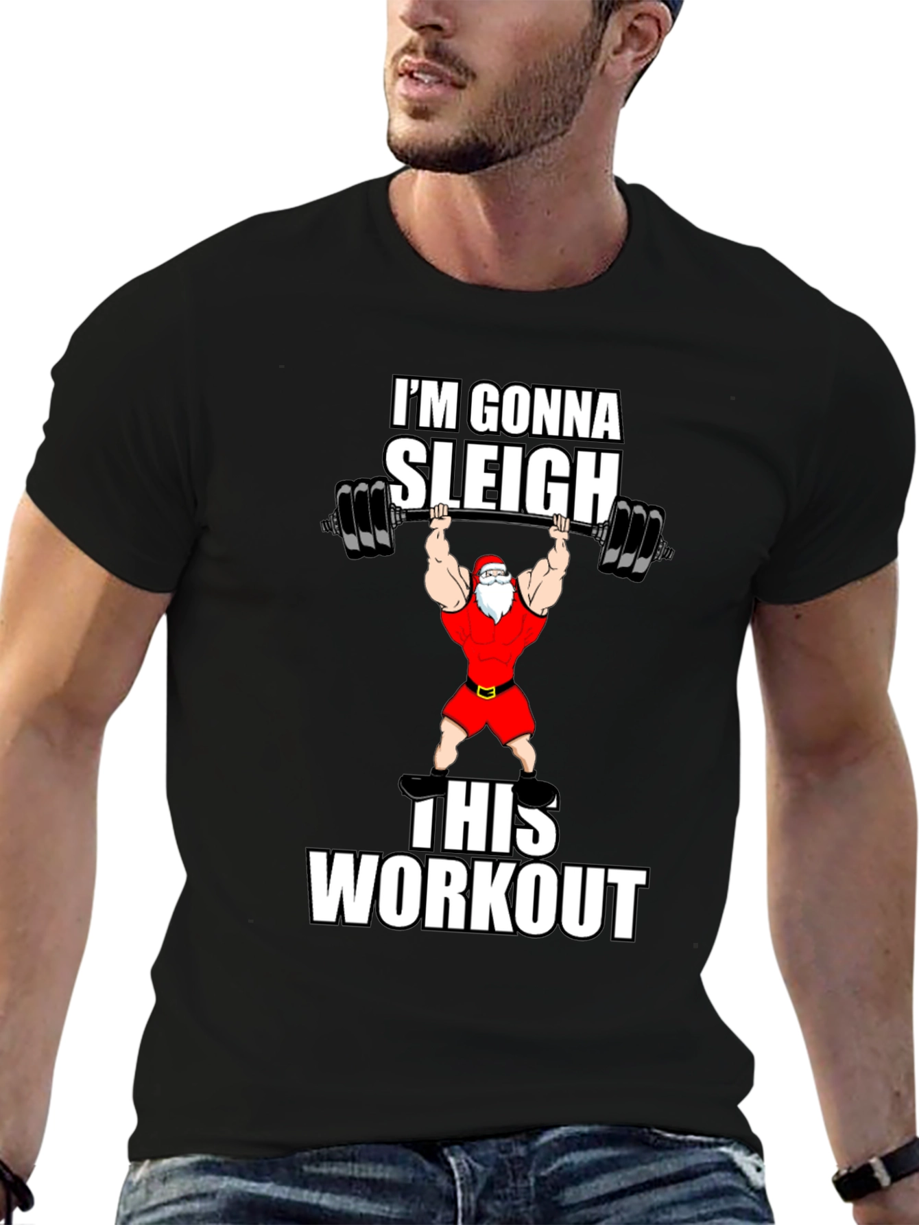 Gonna Sleigh This Workout Santa Graphic T-Shirt