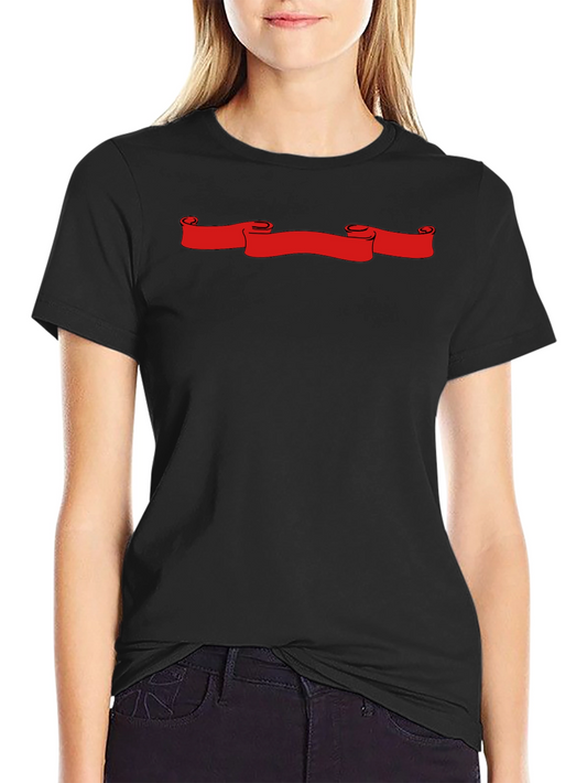 Black T-Shirt with Red Scroll Graphic