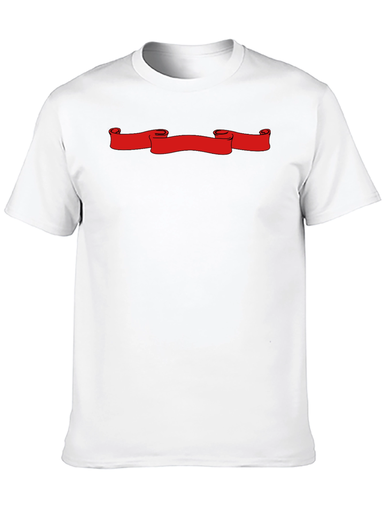 Black T-Shirt with Red Scroll Graphic