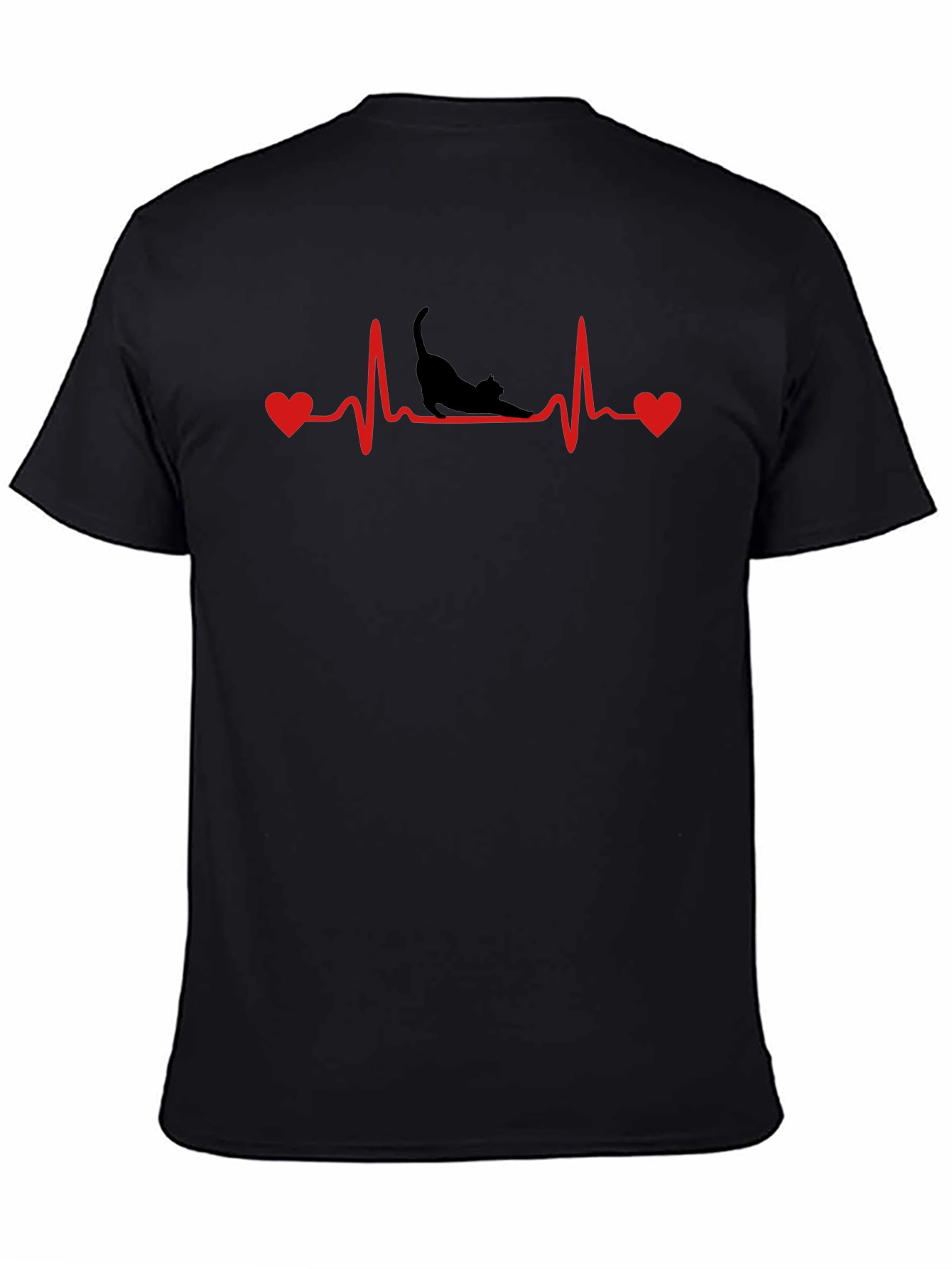 Cat Heartbeat T-Shirt - Black