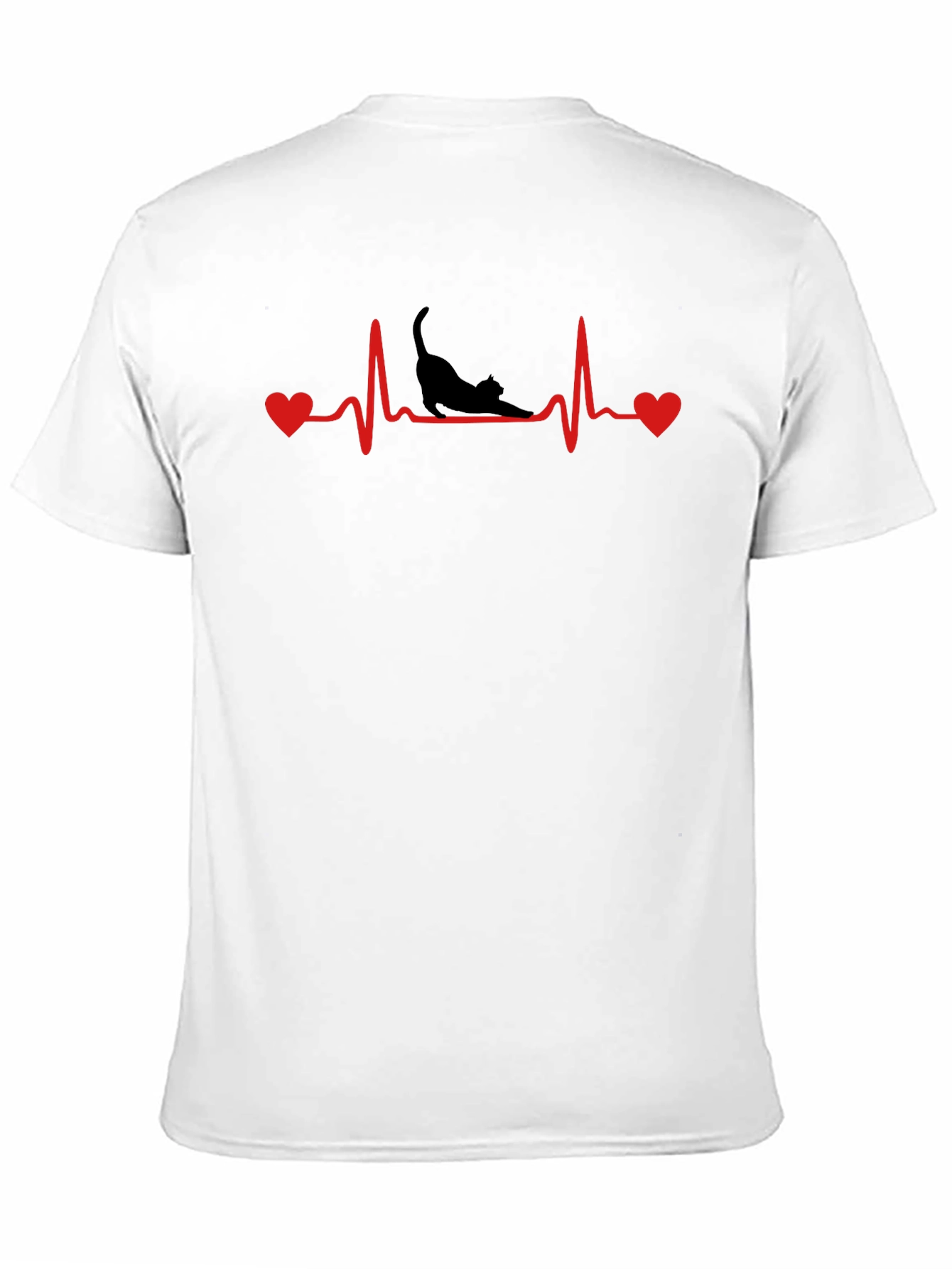 Cat Heartbeat T-Shirt - Black