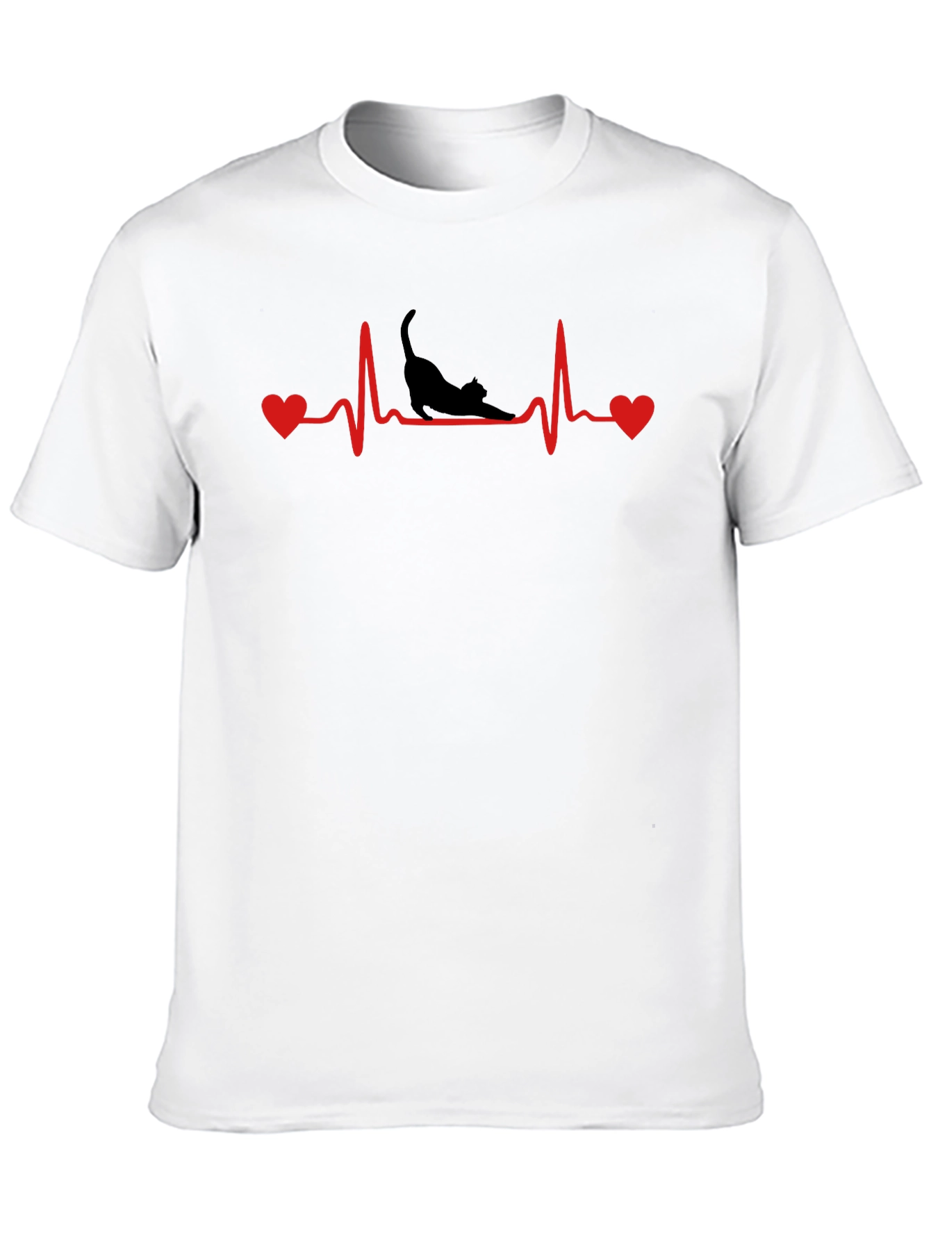 Cat Heartbeat T-Shirt - Black