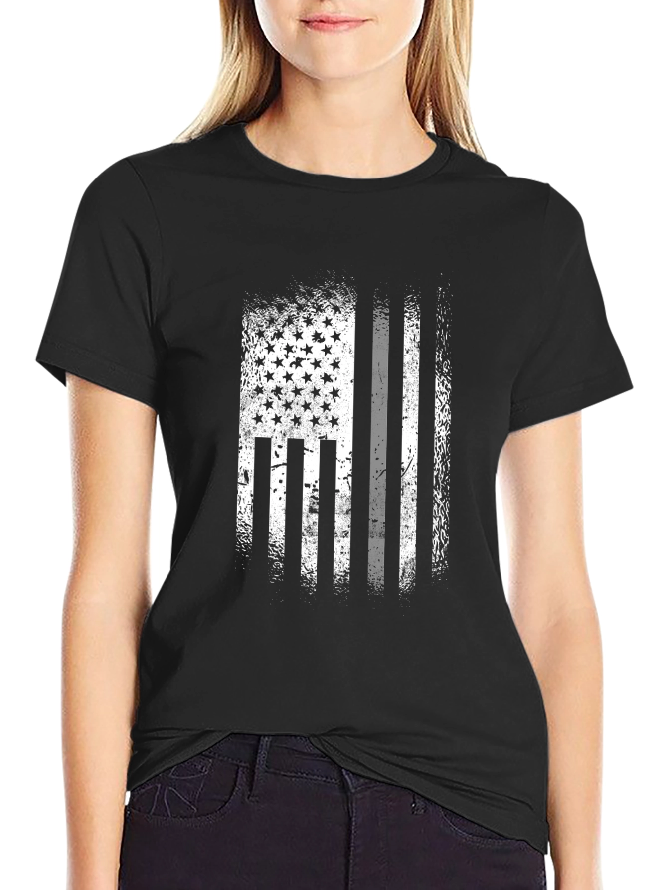 American Flag Distressed Graphic T-Shirt