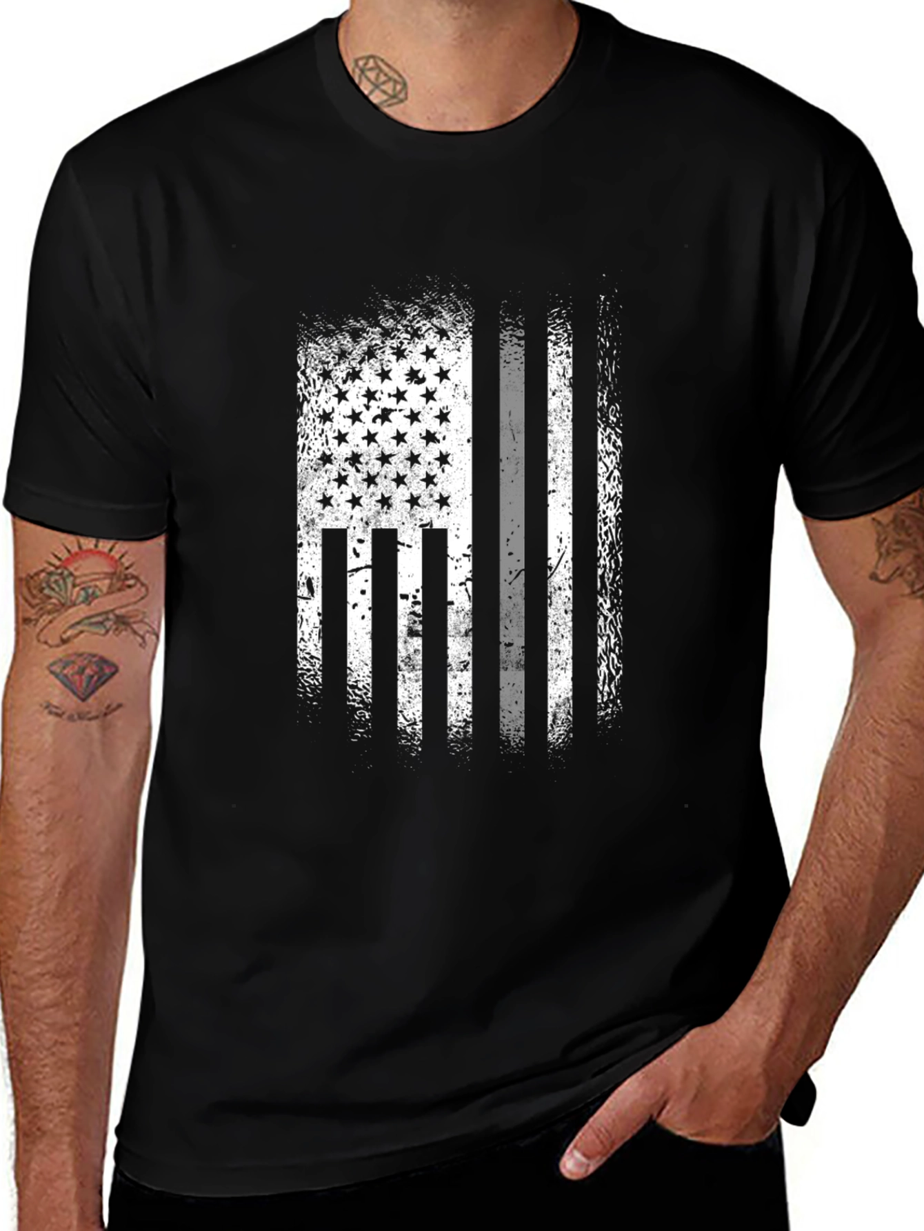 American Flag Distressed Graphic T-Shirt