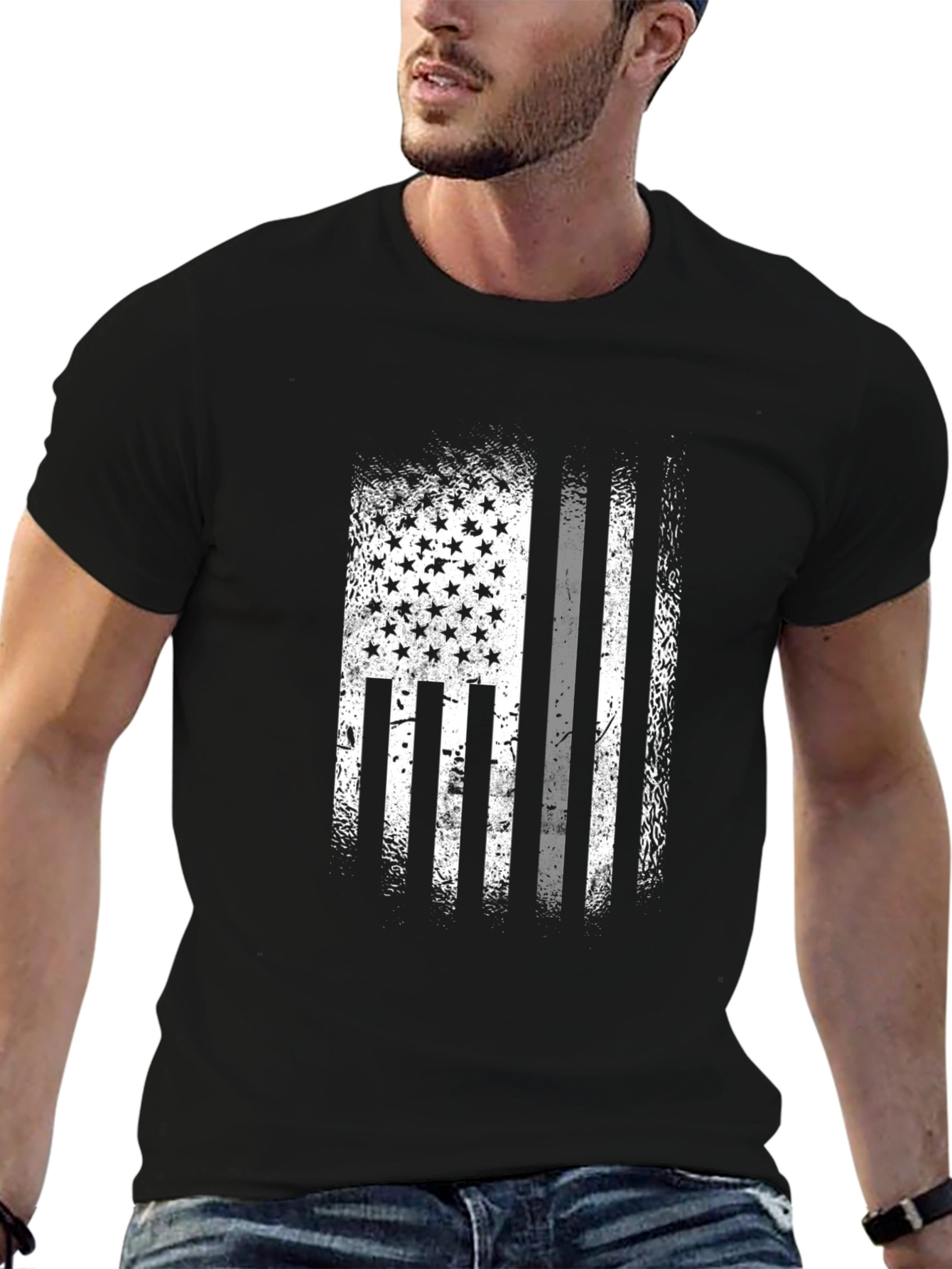 American Flag Distressed Graphic T-Shirt
