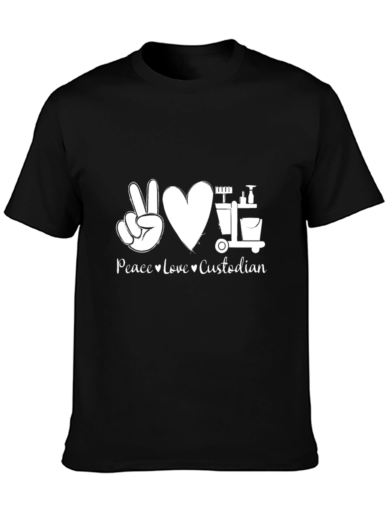 Peace Love Custodian T-Shirt - Cleaning Crew Appreciation