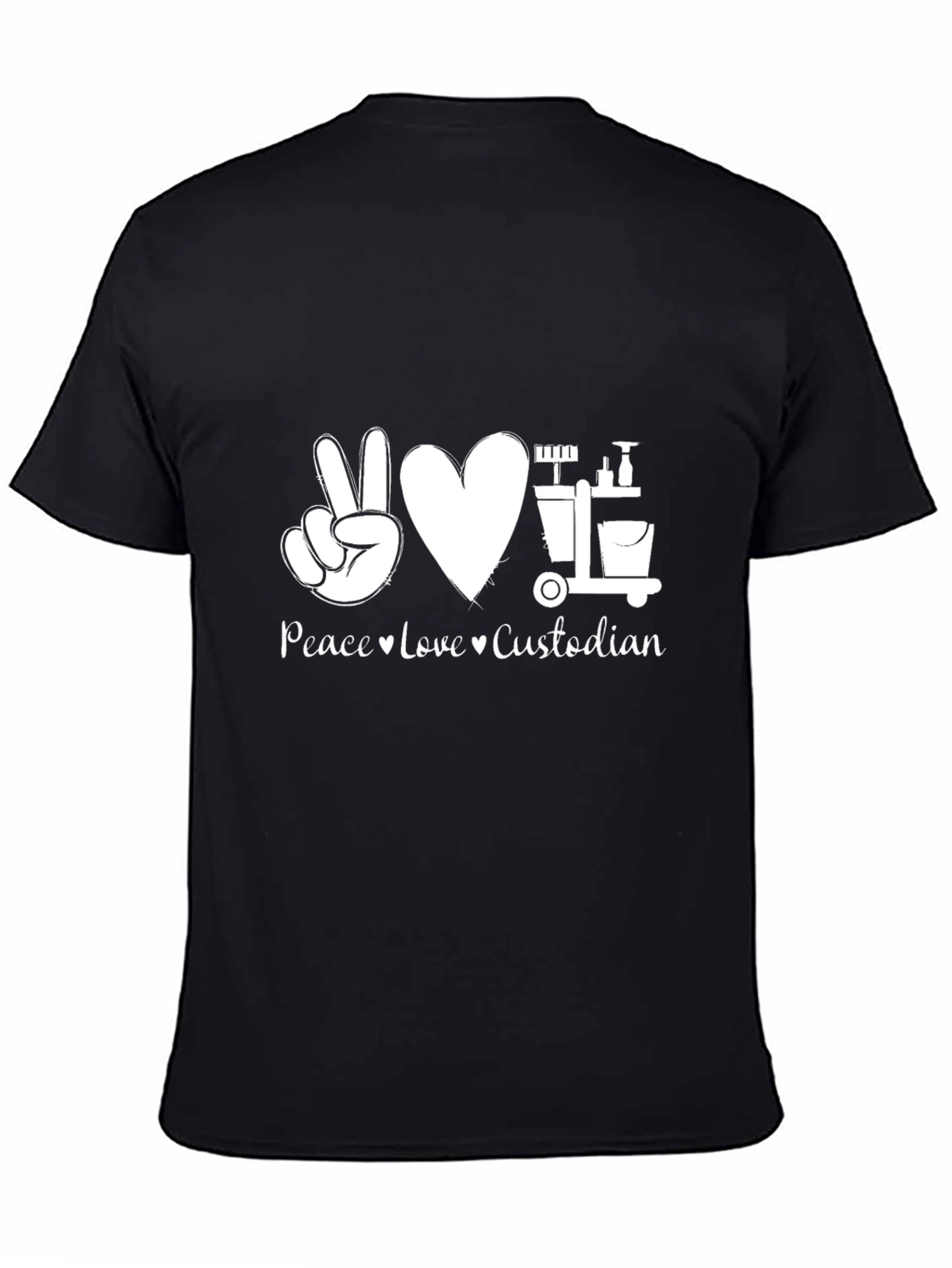 Peace Love Custodian T-Shirt - Cleaning Crew Appreciation