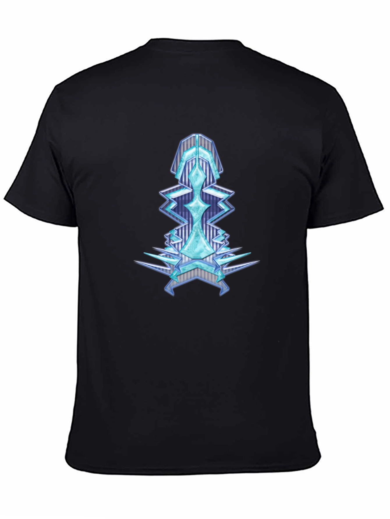 Geometric Ice Crystal Graphic Tee - Black