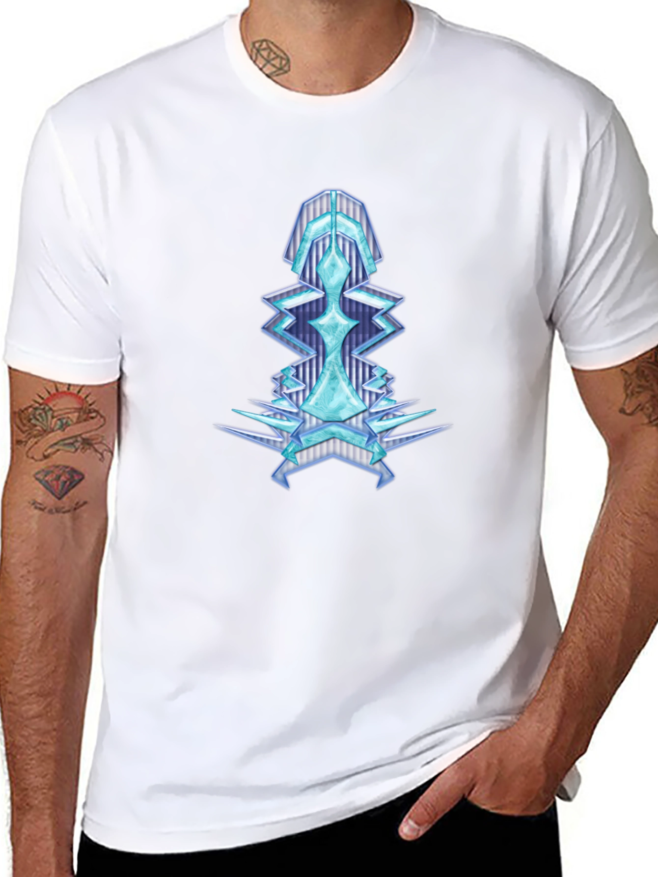 Geometric Ice Crystal Graphic Tee - Black