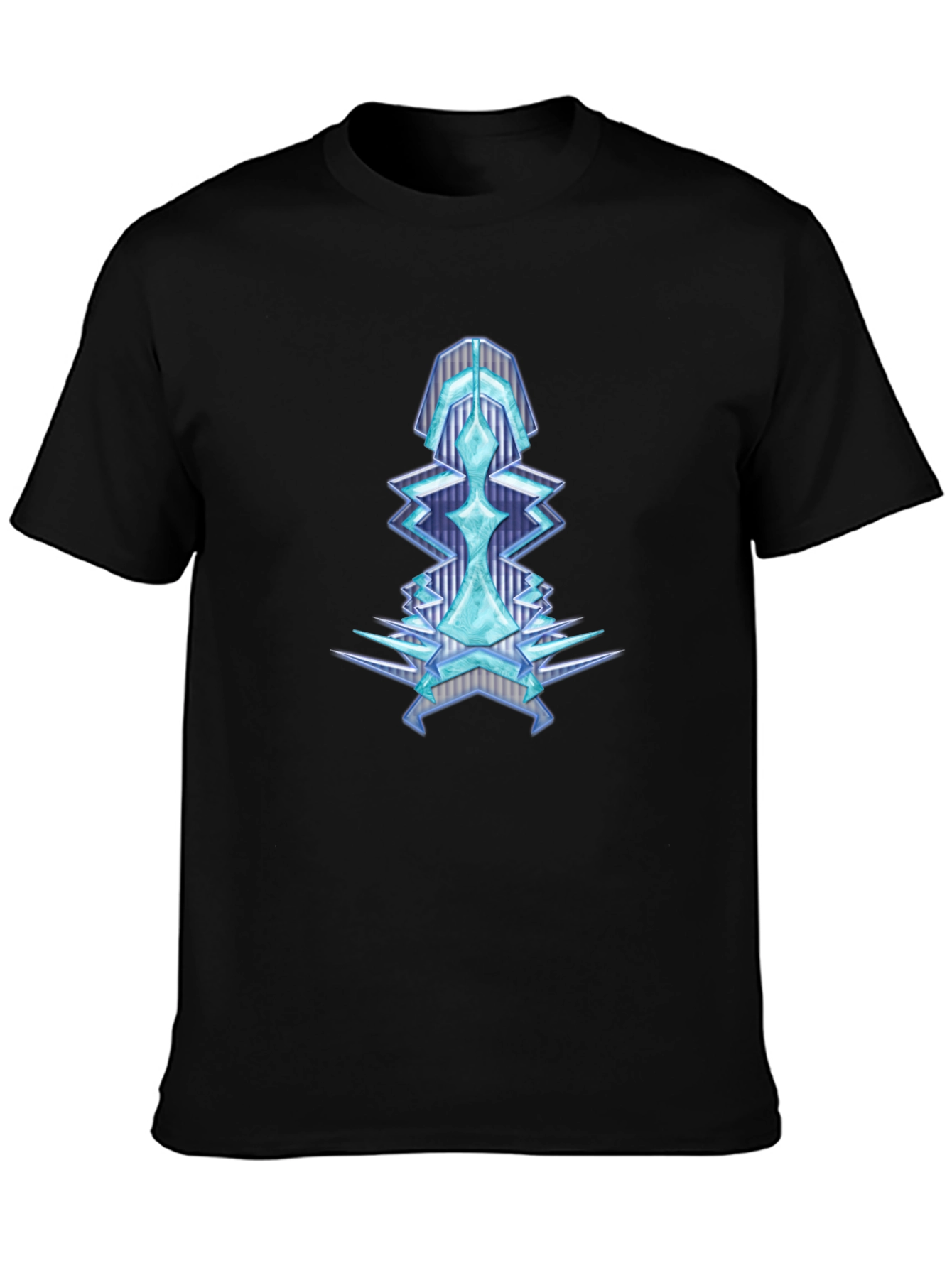 Geometric Ice Crystal Graphic Tee - Black